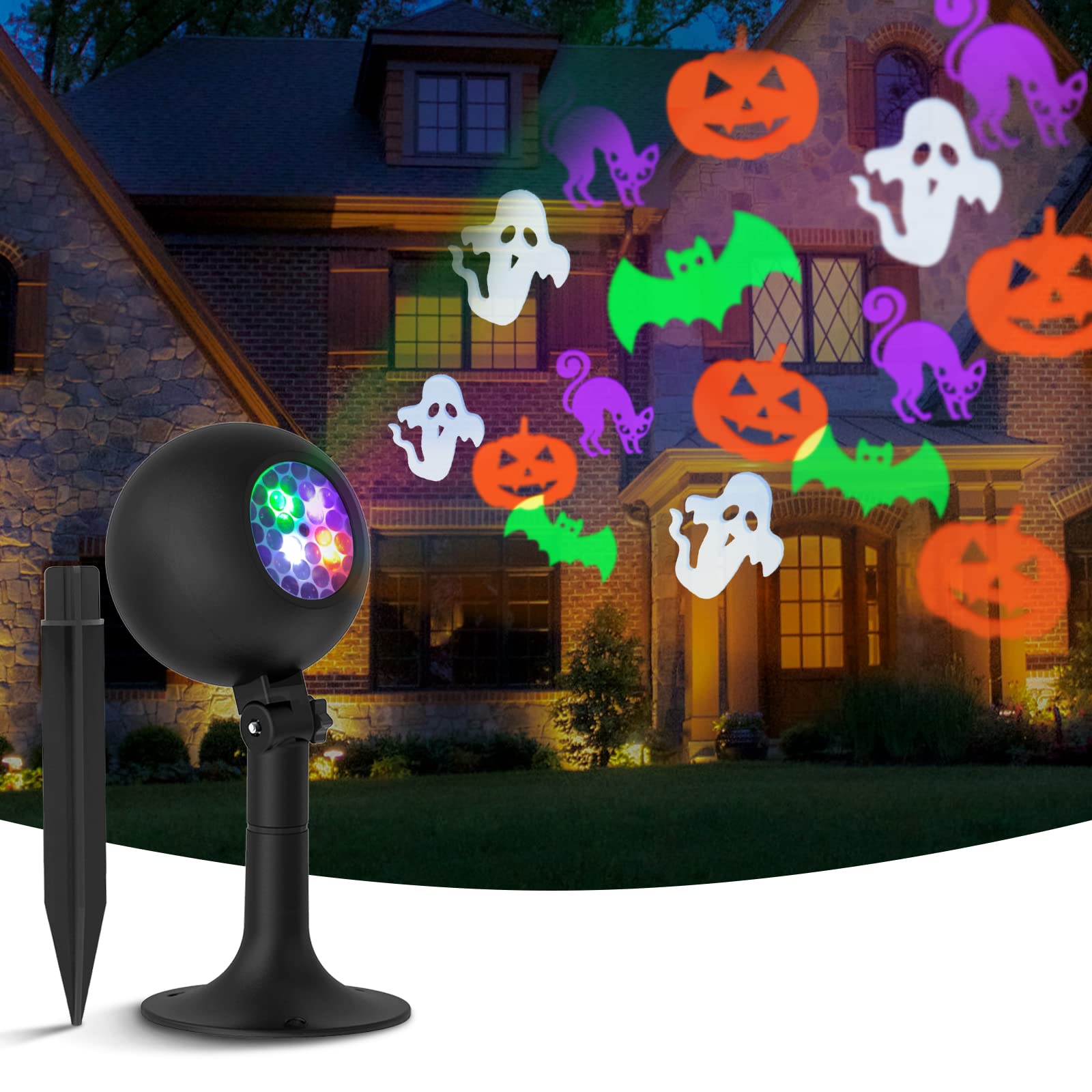 Halloween LED Projector Lights - Waterproof Outdoor & Indoor Decor with Spotlight for Pumpkin, Yard, and Home - Perfect for Halloween Party, Trick or Treat, and Spooky Night Decorations