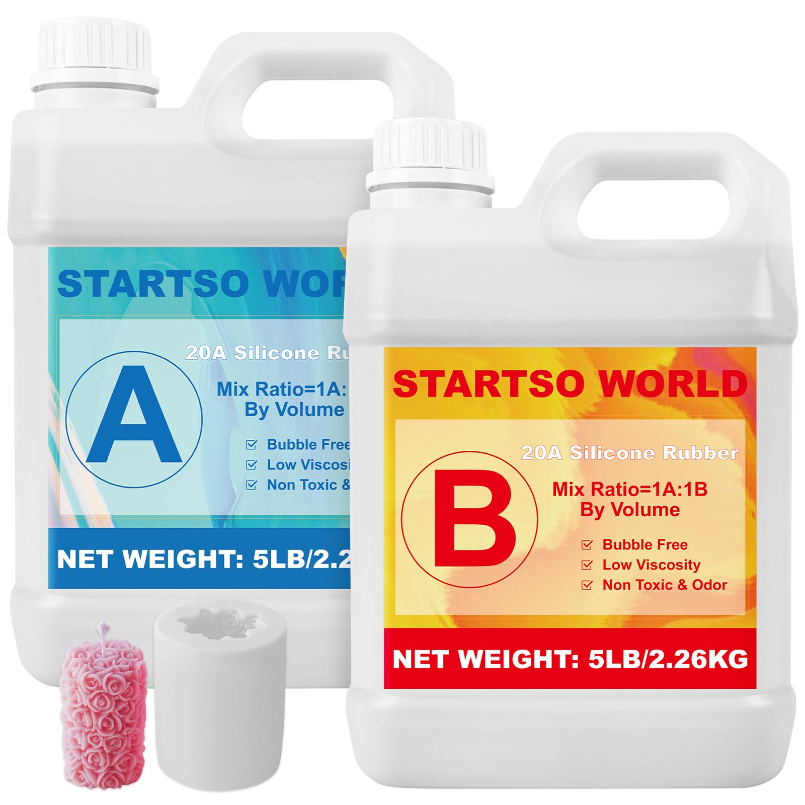 Premium STARTSO WORLD 10Lb Platinum Liquid Silicone Rubber Kit - Fast Cure Food Safe Mold Making Supplies for Resin Casting, DIY Crafts, Soap Molds & Cake Decorating | Ideal for Artists, Bakers & Crafters