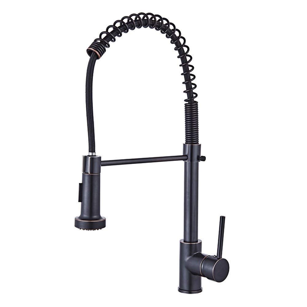 360° Swivel Solid Brass Pull-Out Kitchen Faucet with Dual Function Sprayer - Hot & Cold Water Mixer Tap for Sink - Elegant Copper Basin Vessel Faucet for Modern Kitchens (Perfect for Washing Dishes, Filling Pots & Cleaning Countertops)