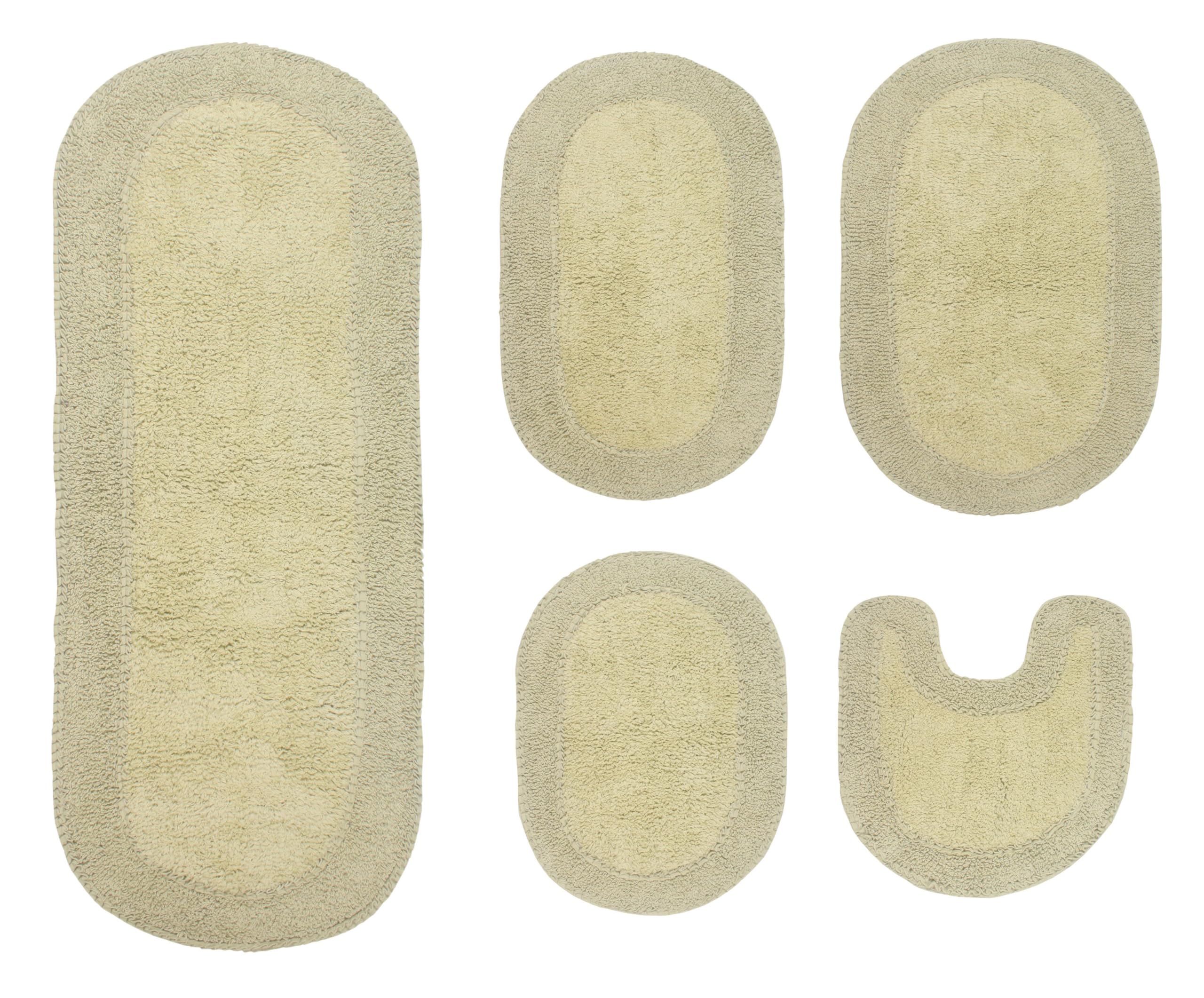 Premium 100% Cotton Double Ruffle Bathroom Rug Set - Ultra Soft & Absorbent Non-Slip Bath Mat, Washable Kitchen Floor Mat (17