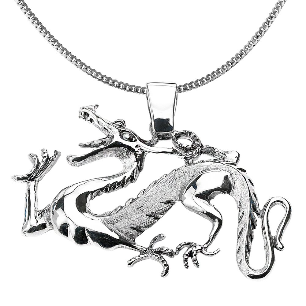 925 Sterling Silver Chinese Dragon Charm Pendant Necklace - Good Luck Amulet for Protection & Fortune | Perfect for Gifts, Spiritual Jewelry & Feng Shui Accessories