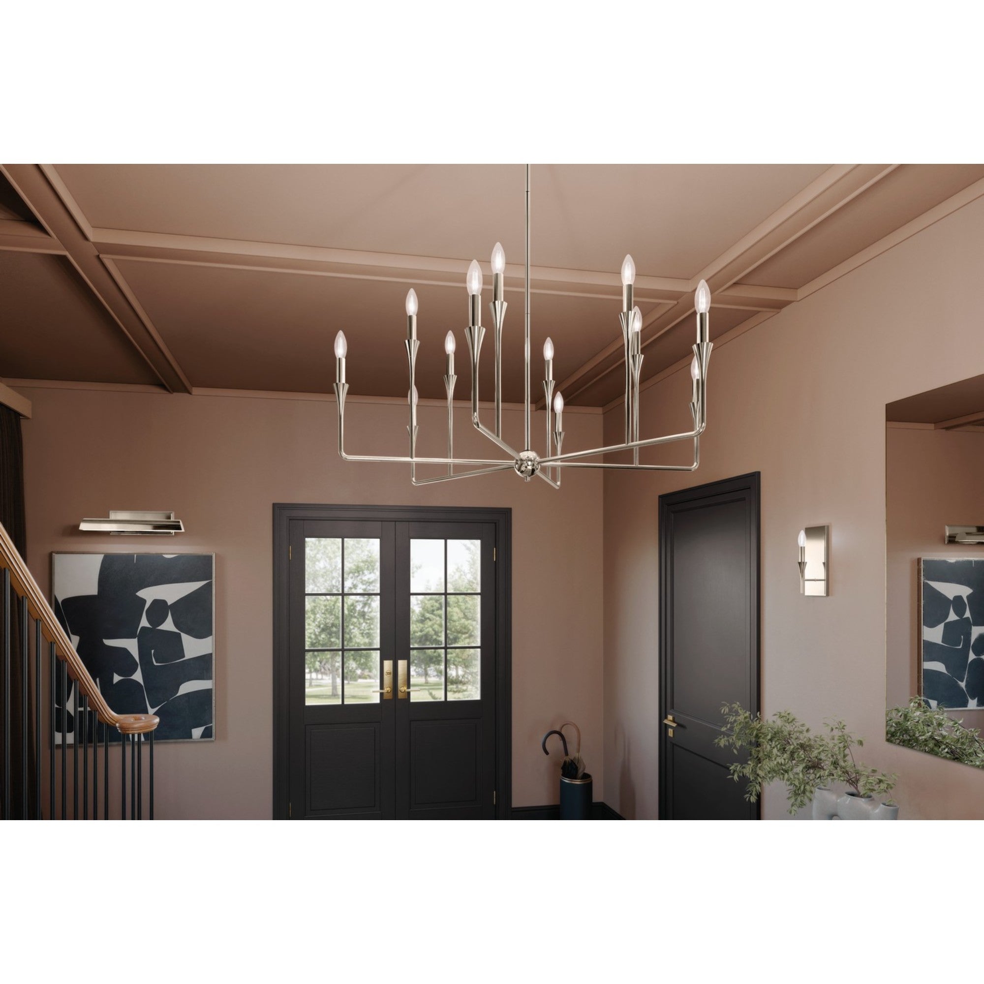 Alvaro 40-Inch 12-Light Multi-Tier Crystal Chandelier with Polished Nickel Finish - Perfect for Dining Room, Foyer, or Luxury Bedroom Lighting