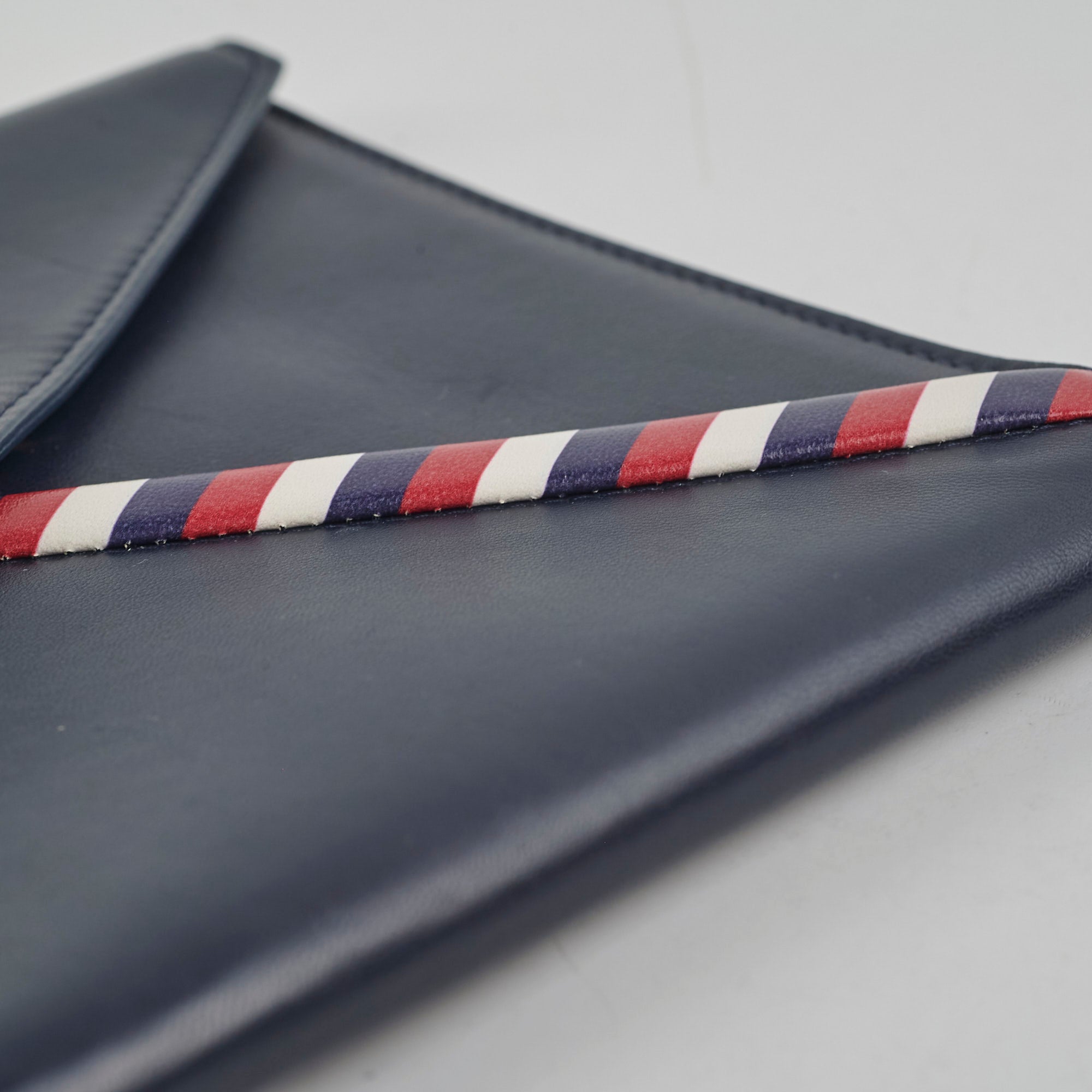 Chanel Navy Blue Leather Envelope Clutch Bag for Women - Elegant Evening Purse for Parties, Weddings & Special Occasions