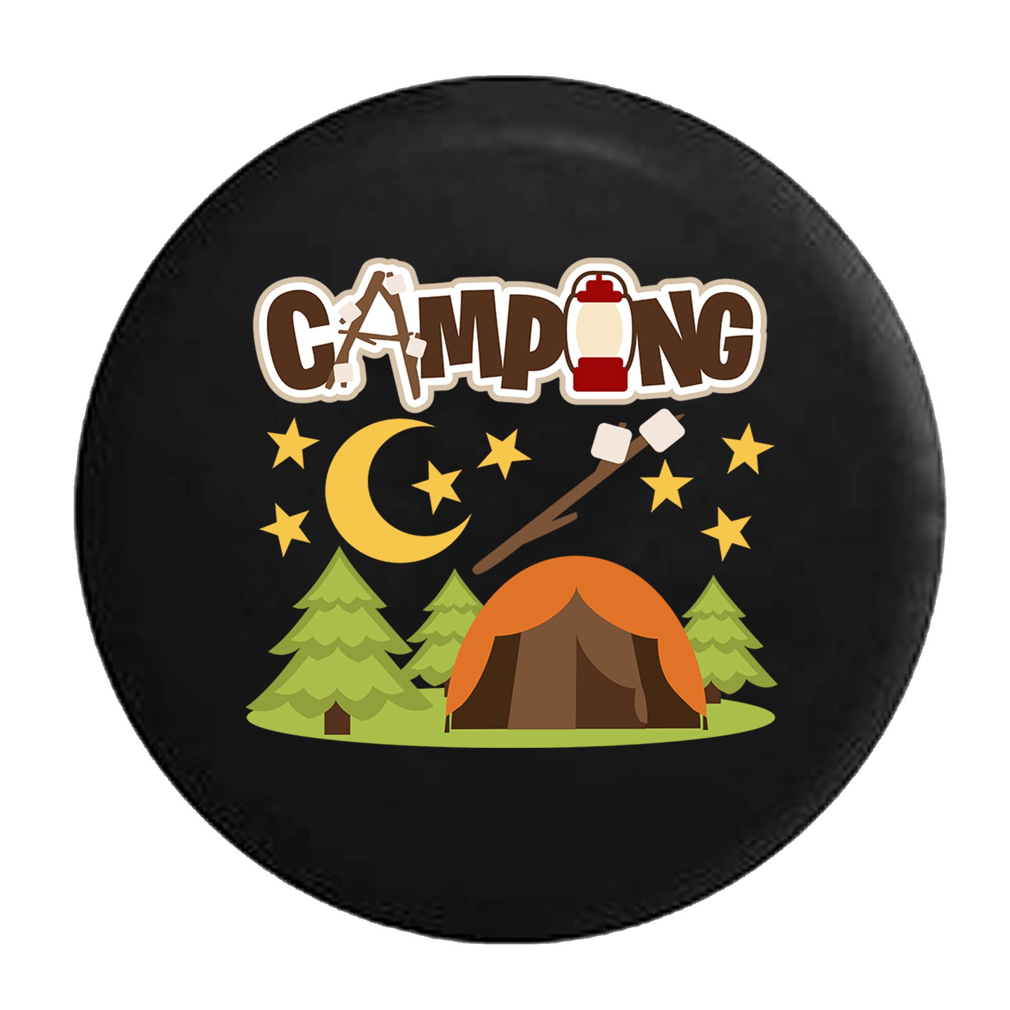 32 Inch Black Spare Tire Cover with Stars Design - Waterproof & Durable for Camping, Road Trips & Outdoor Adventures - Fits Most SUVs & Trucks - Perfect for Smores Nights & Stargazing