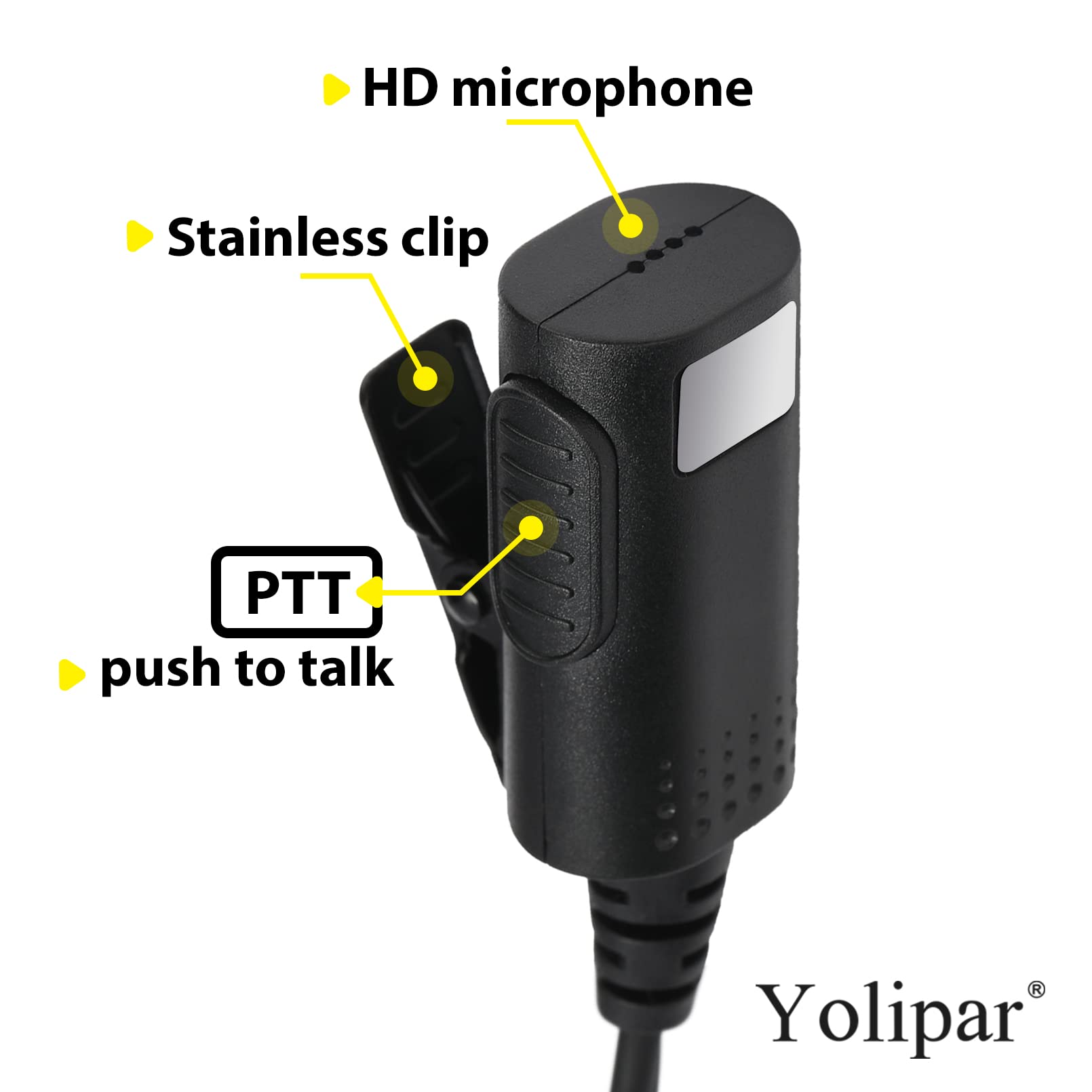 Yolipar HD-Mic Single-Wire Surveillance Earpiece Kit - Compatible with Retevis BaoFeng, BTECH, Kenwood, Arcshell AR-5 Walkie Talkies - Clear Acoustic Tube Headset with PTT Mic - Ideal for Security, Event Staff & Construction Crews
