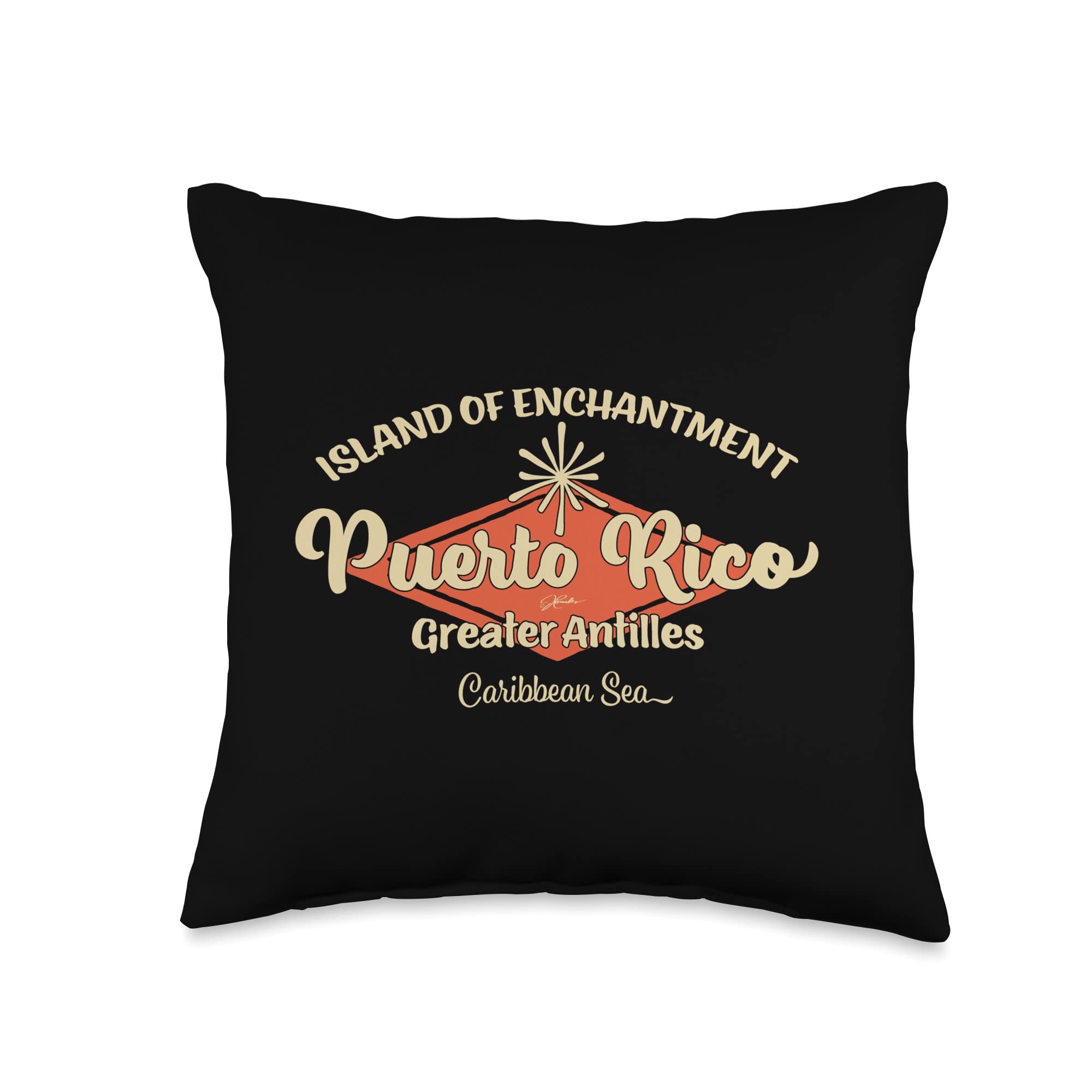 Vintage Puerto Rico Island of Enchantment Throw Pillow - Perfect for Home Decor, Sofa & Bedroom Accent