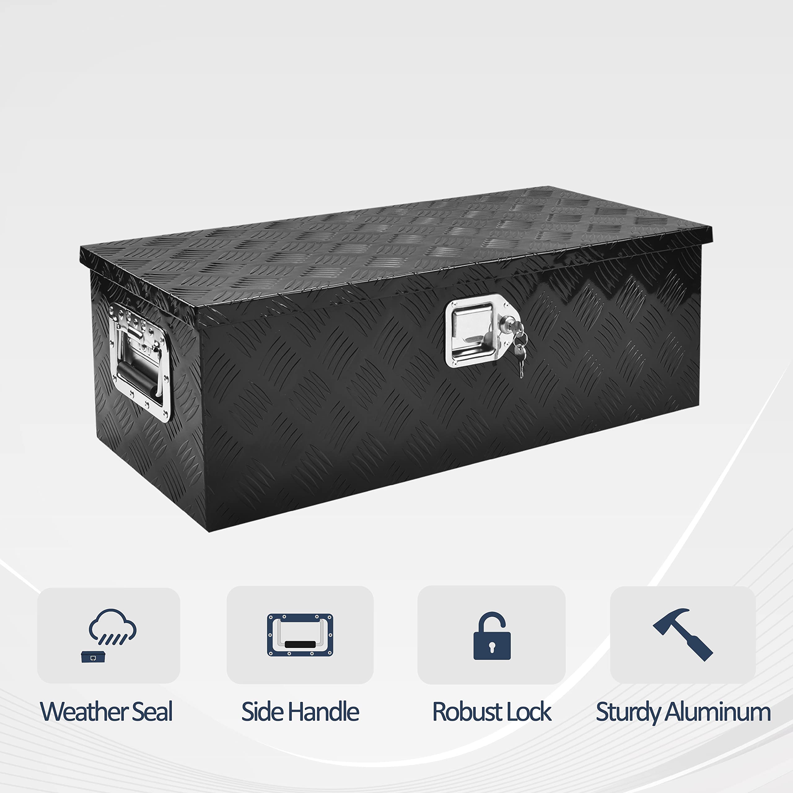 30 Inch Aluminum Truck Tool Box with Side Handle & Lock - Heavy Duty Tool Storage Box for Pickup, Trailer, RV - 30
