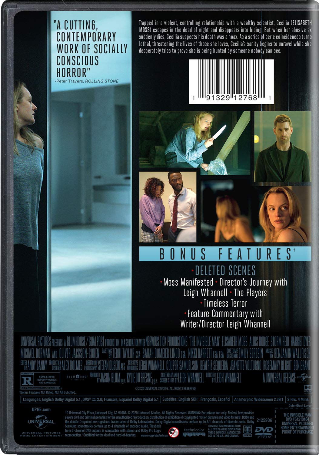 The Invisible Man (2020) DVD - Thriller Movie, Sci-Fi Horror Film, Suspenseful Home Entertainment - Perfect for Movie Nights & Halloween Parties
