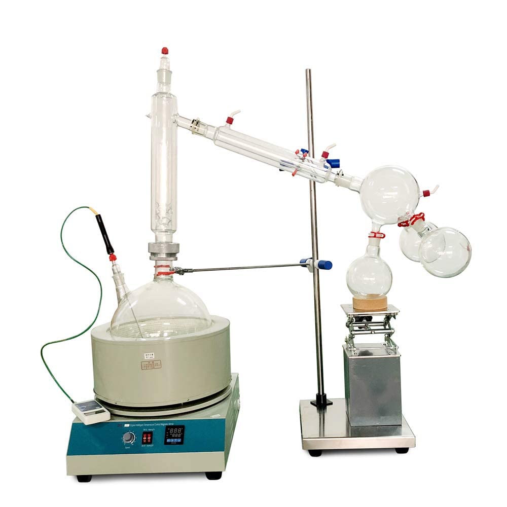 HNZXIB 10L Short Path Distillation Kit with 5L Cooling Chiller & Rotary Vane Vacuum Pump - Essential Oil Extraction, CBD Distillation & Home Chemistry Lab Setup
