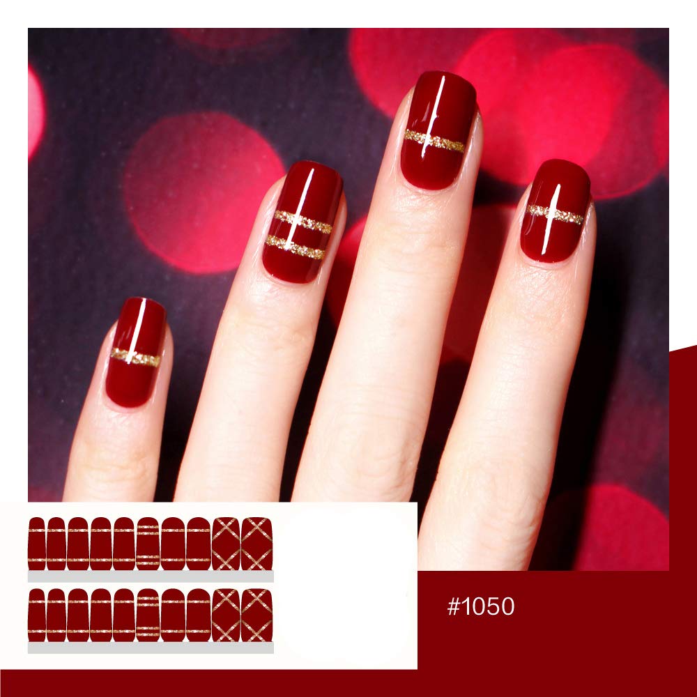 22PCS Double-Ended Nail Polish Strips - 100% Real Nail Polish Sheets with Shimmer Finish | Nail Wraps & Patches for Manicures & Pedicures | Perfect for Parties, Weddings & Special Occasions (#1050-waltz)