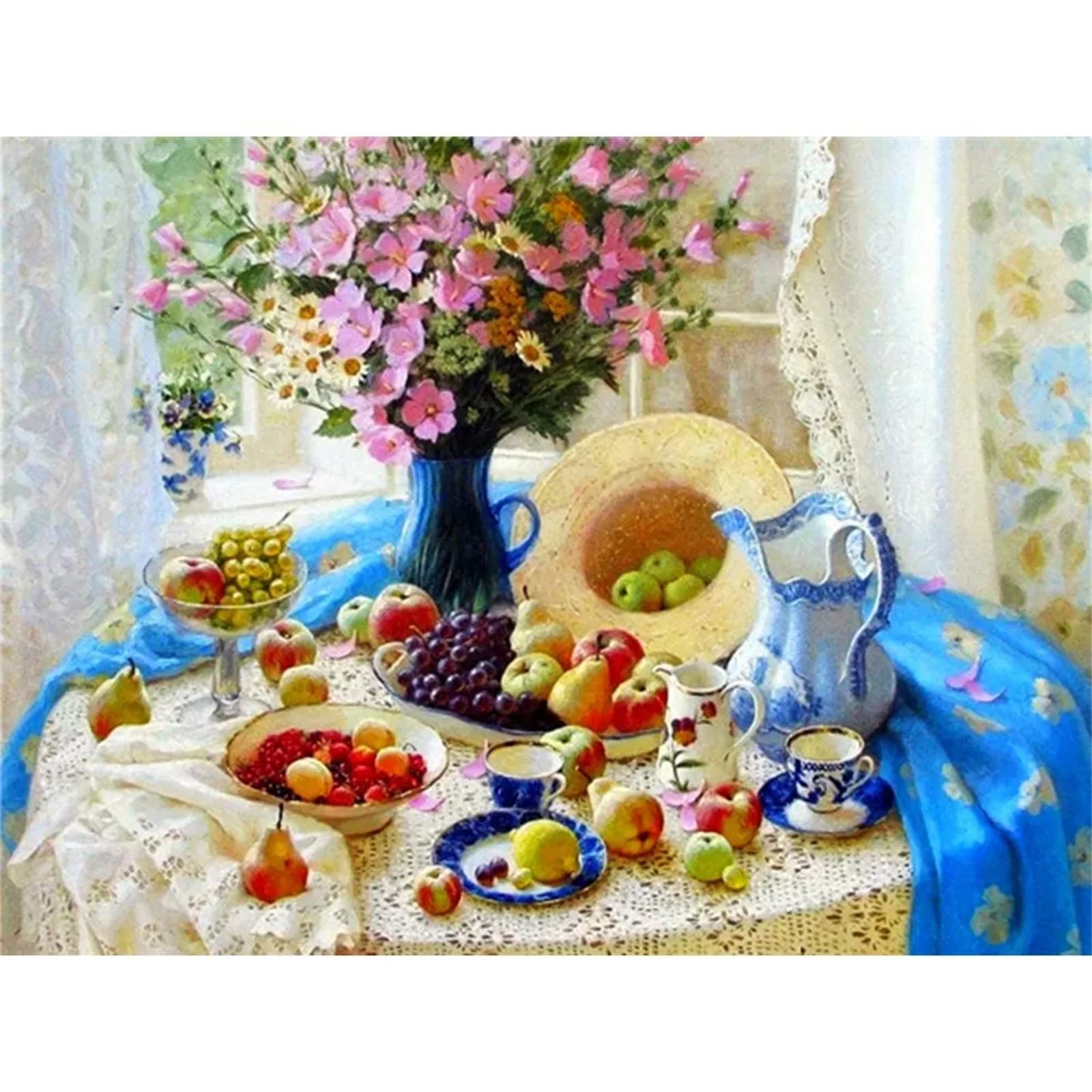 5D Diamond Painting Kit - Fruit Flower Round Full Drill DIY Art for Adults & Beginners (10x12 inch/25x30 cm) - Perfect for Home Wall Decor, Relaxation & Creative Gift Giving