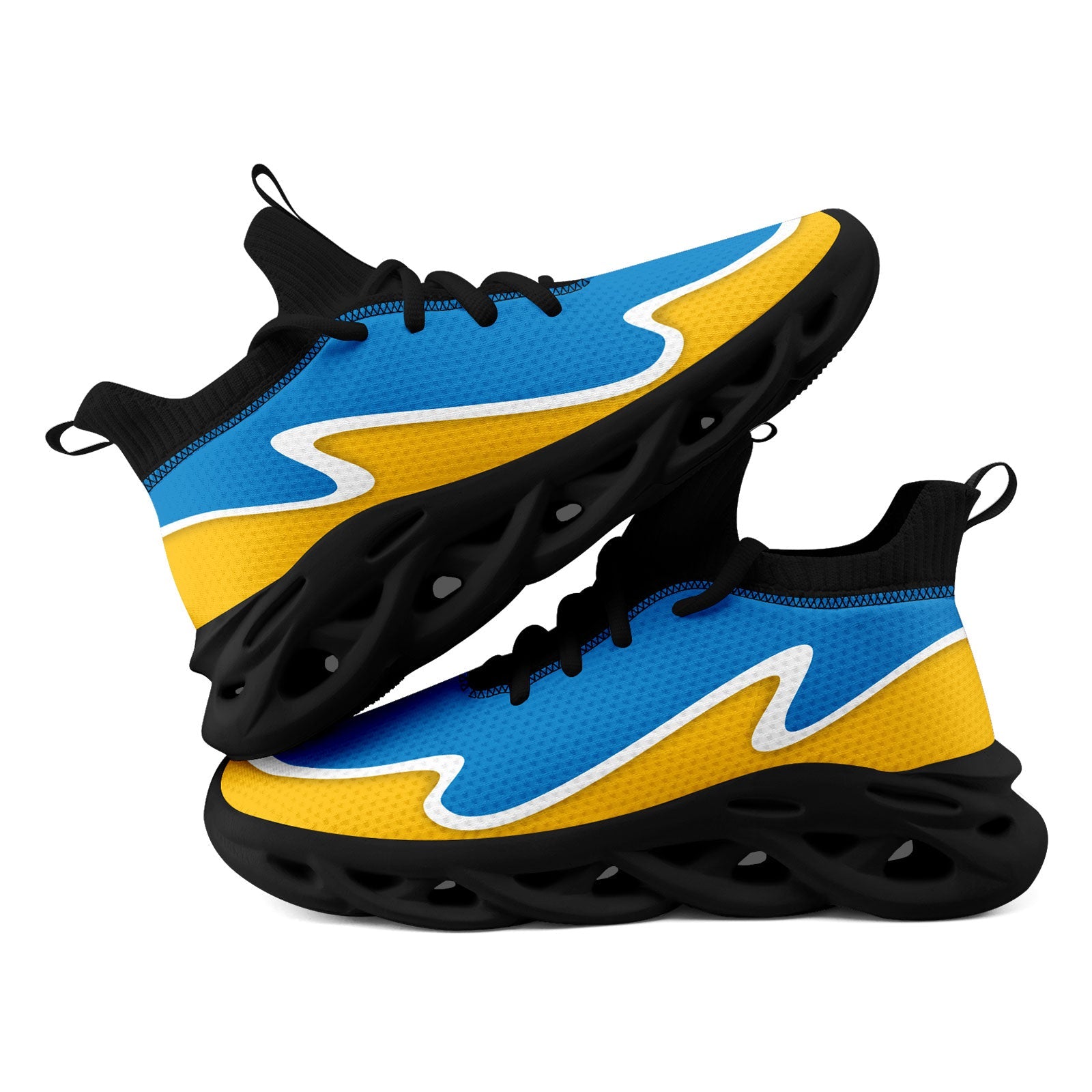 Custom Blue & Yellow Maxsoul Personalized Sneakers - Lightweight Comfortable Walking Shoes for Men & Women | Perfect for Running, Gym Workouts & Casual Wear (Model: FN030A E020011 21)