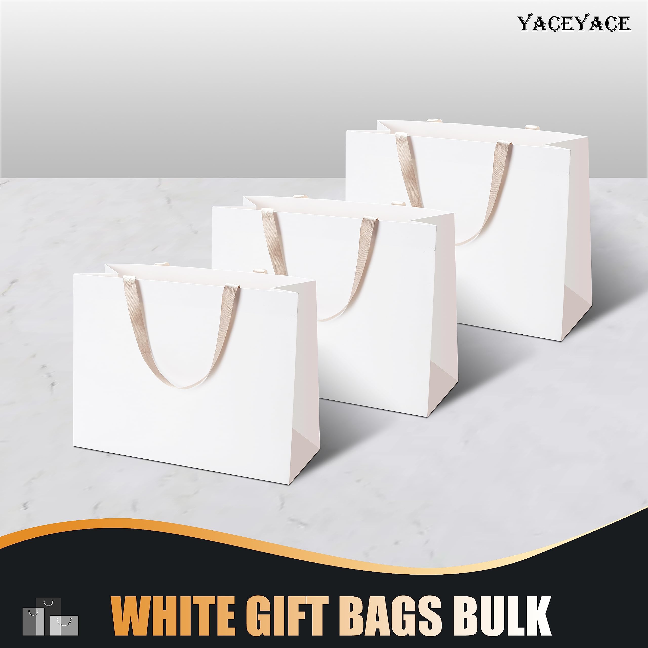 10-Pack Extra Large White Kraft Gift Bags with Handles - 16