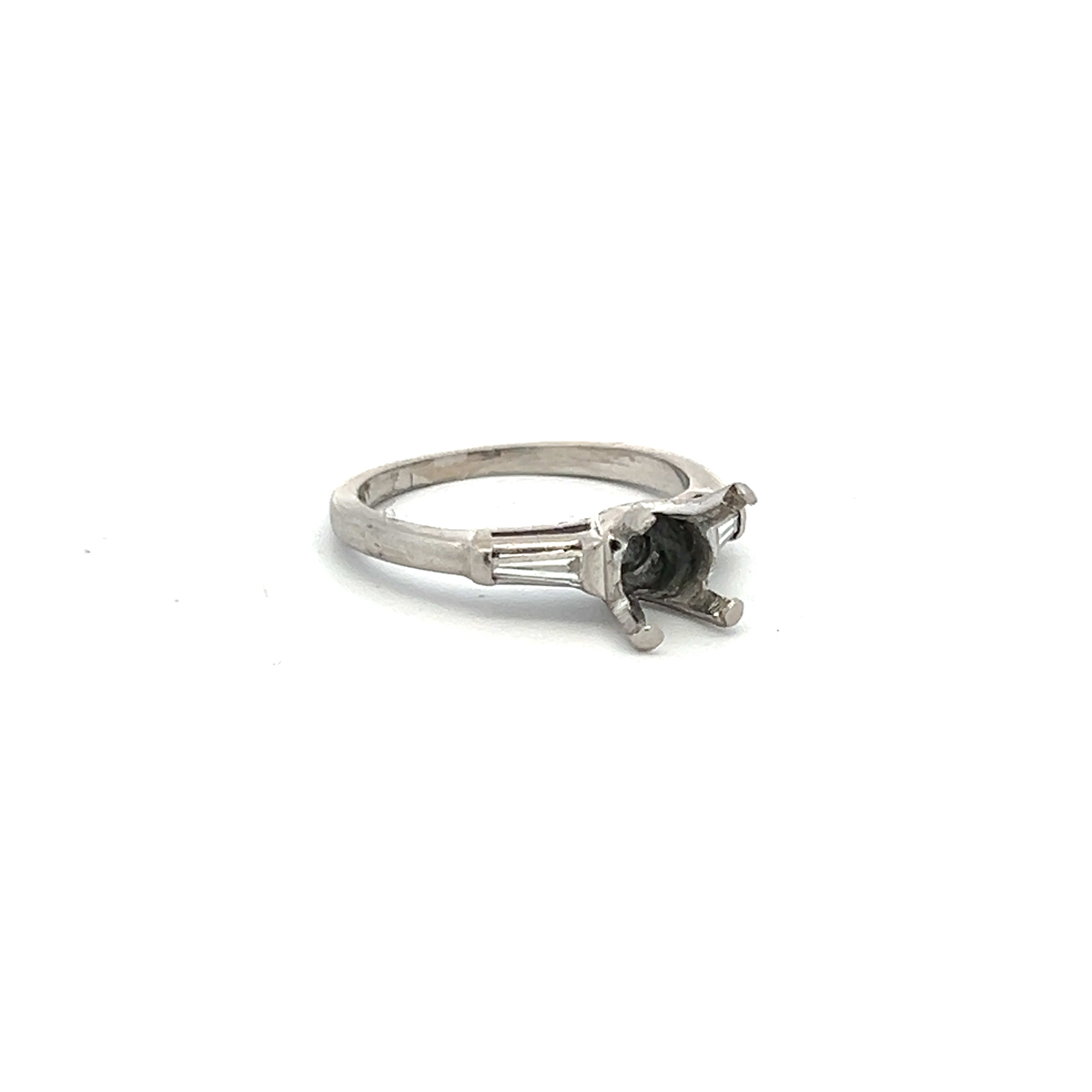 0.16 Carat Baguette Cut I SI1 Diamond Platinum Semi Mount Ring - Perfect for Engagement, Wedding Bands & Anniversary Gifts