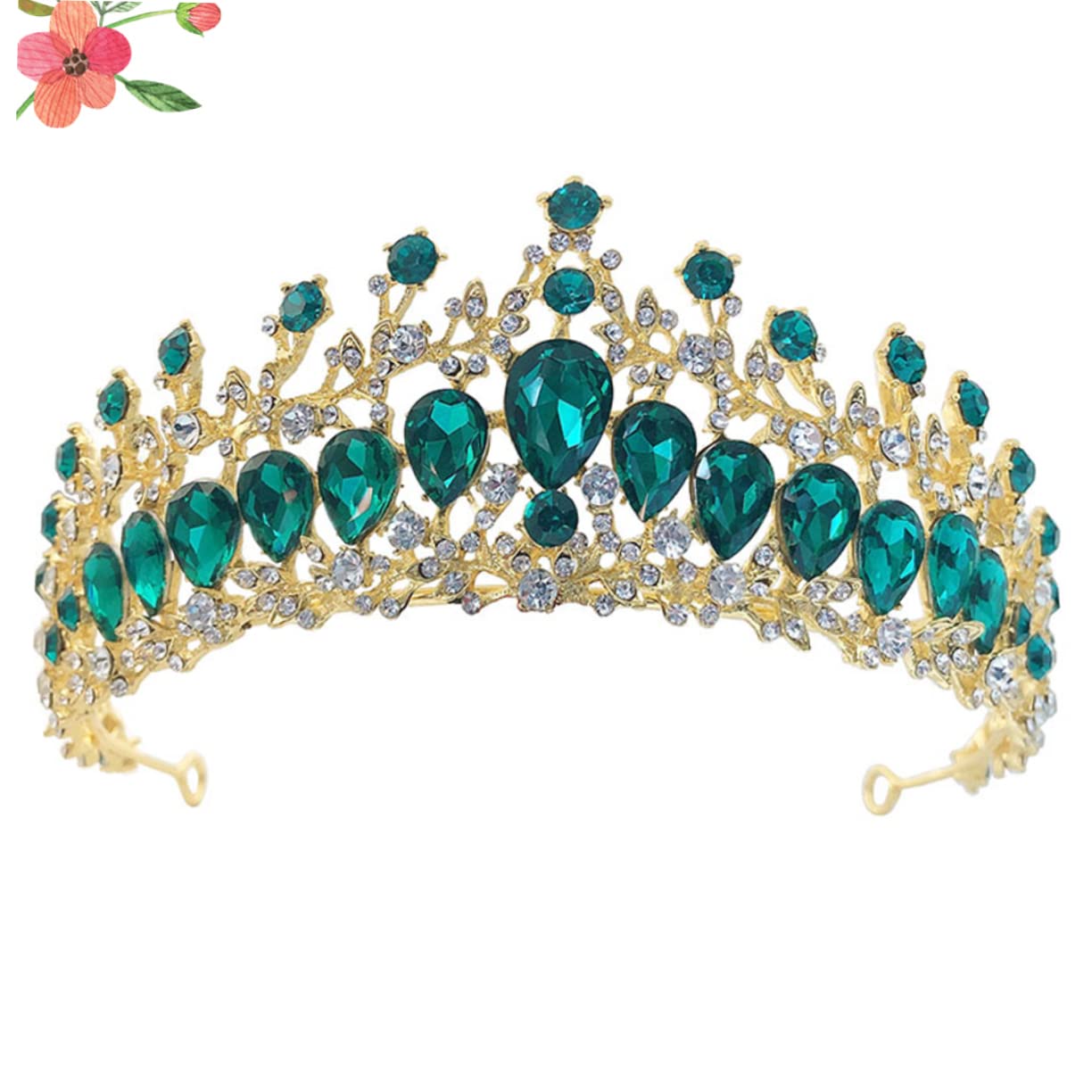 **Abaodam 3pcs Rhinestone Tiara Set - Fairy Princess Headband, Baroque Bridal Crown, Wedding Hair Accessories for Bride, Queen Crystal Tiara in Green & Multicolor - Perfect for Weddings, Prom, Pageants & Costume Parties**