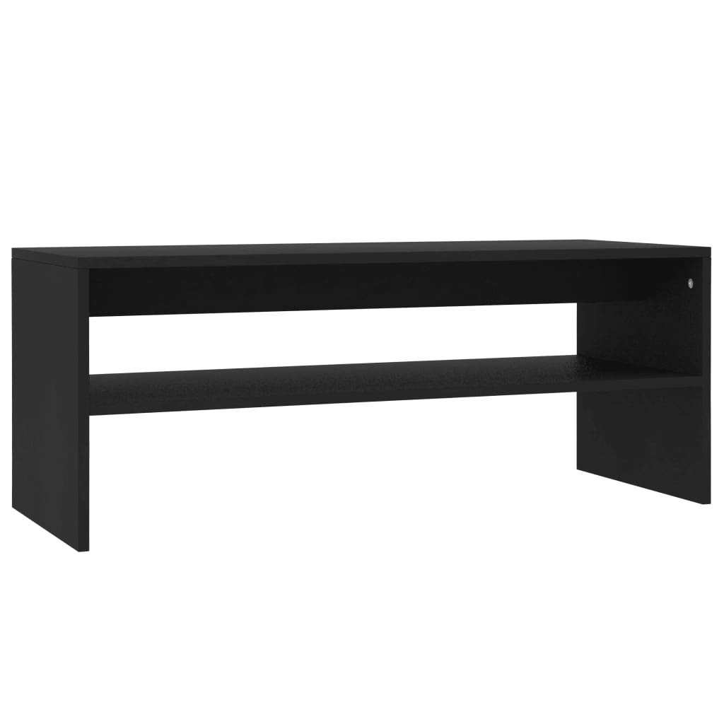 Modern Black Coffee Table with Storage Shelf - 39.4