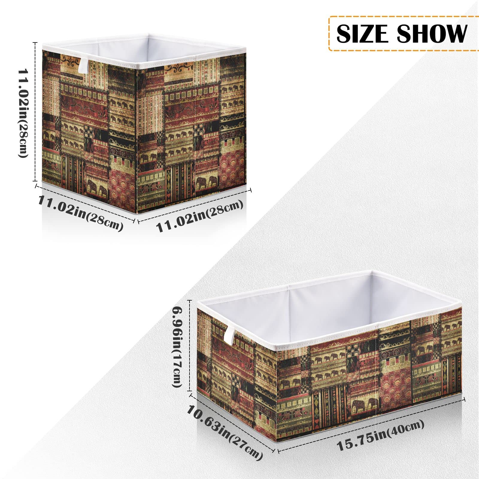 DOMIKING African Pattern Storage Bins - Foldable Fabric Storage Baskets with Sturdy Handle for Closet, Shelves & Bedroom Organization (11 Inch) - Perfect for Home, Office & Kids Room Storage Solutions