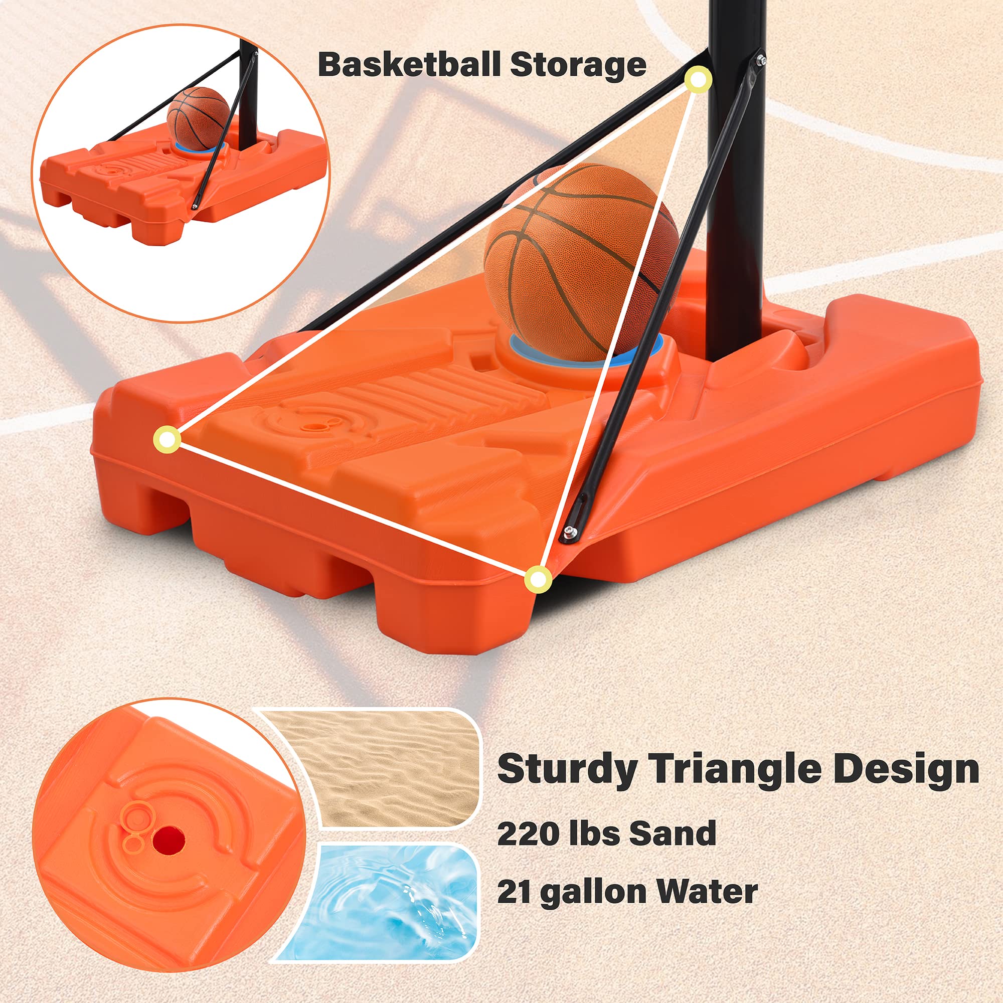 Adjustable Portable Basketball Hoop - 6.6 to 10ft Height Outdoor Basketball System for Youth & Adults | Perfect for Driveway, Backyard & Park Games