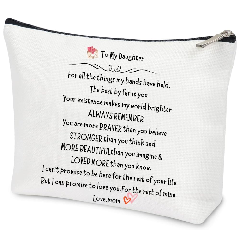 Personalized Makeup Cosmetic Bag for Daughter - Christmas, Birthday, Graduation Gift from Mom - Stocking Stuffers for Teens, Girls, Women - Bridal Shower & Travel Essentials - Perfect for Daily Use, Travel, and Special Occasions