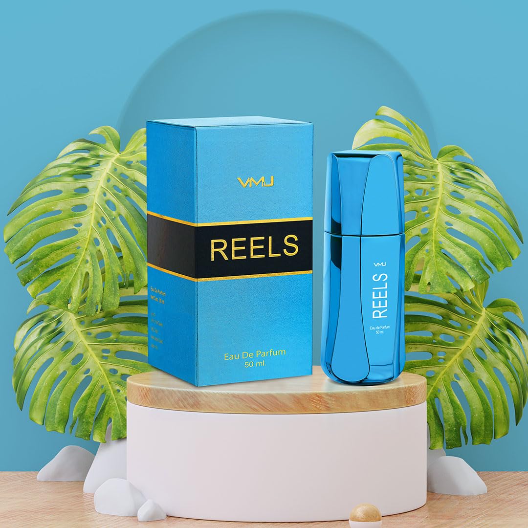 VMJ Reels (Blue) 50ml Perfume Spray - Long Lasting Unisex Fragrance with Refreshing & Invigorating Scent | Perfect for Daily Wear, Office, Date Night & Special Occasions