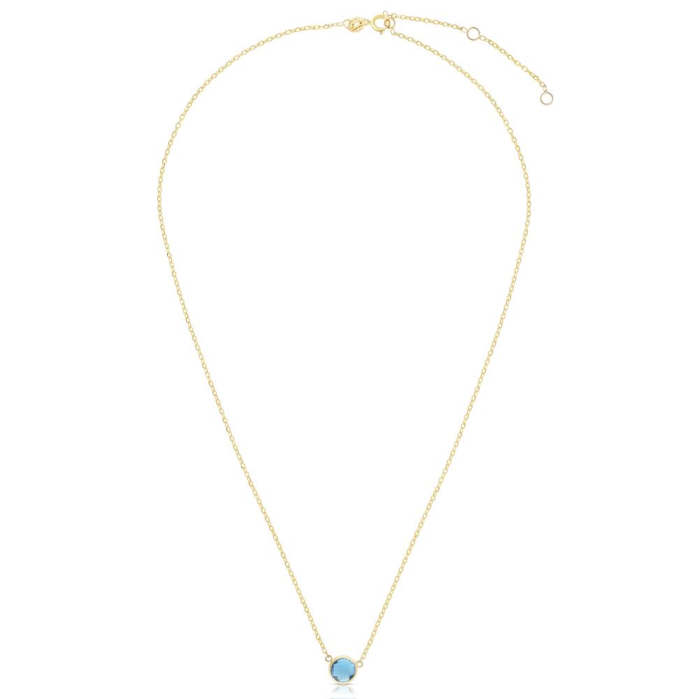14K Gold Blue Topaz Solitaire Necklace for Women - Elegant Birthstone Jewelry Gift for Birthday, Anniversary & Valentine's Day