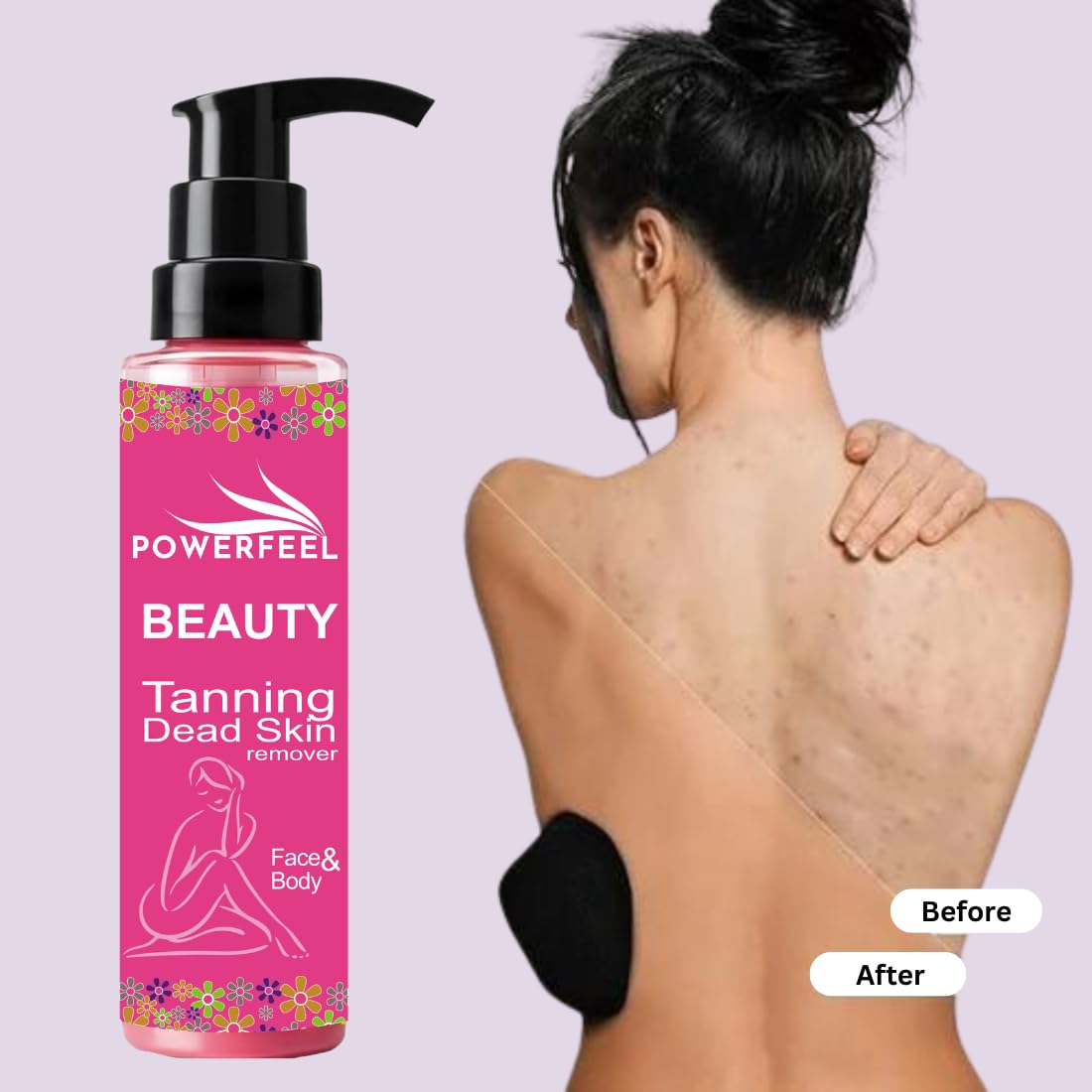 POWERFEEL Tanning & Dead Skin Removal Exfoliating Gel - 100ml | Visibly Removes Tan for Smooth & Bright Skin | Gentle Exfoliation for Face & Body | Perfect for Post-Sun Care & Daily Skincare Routine