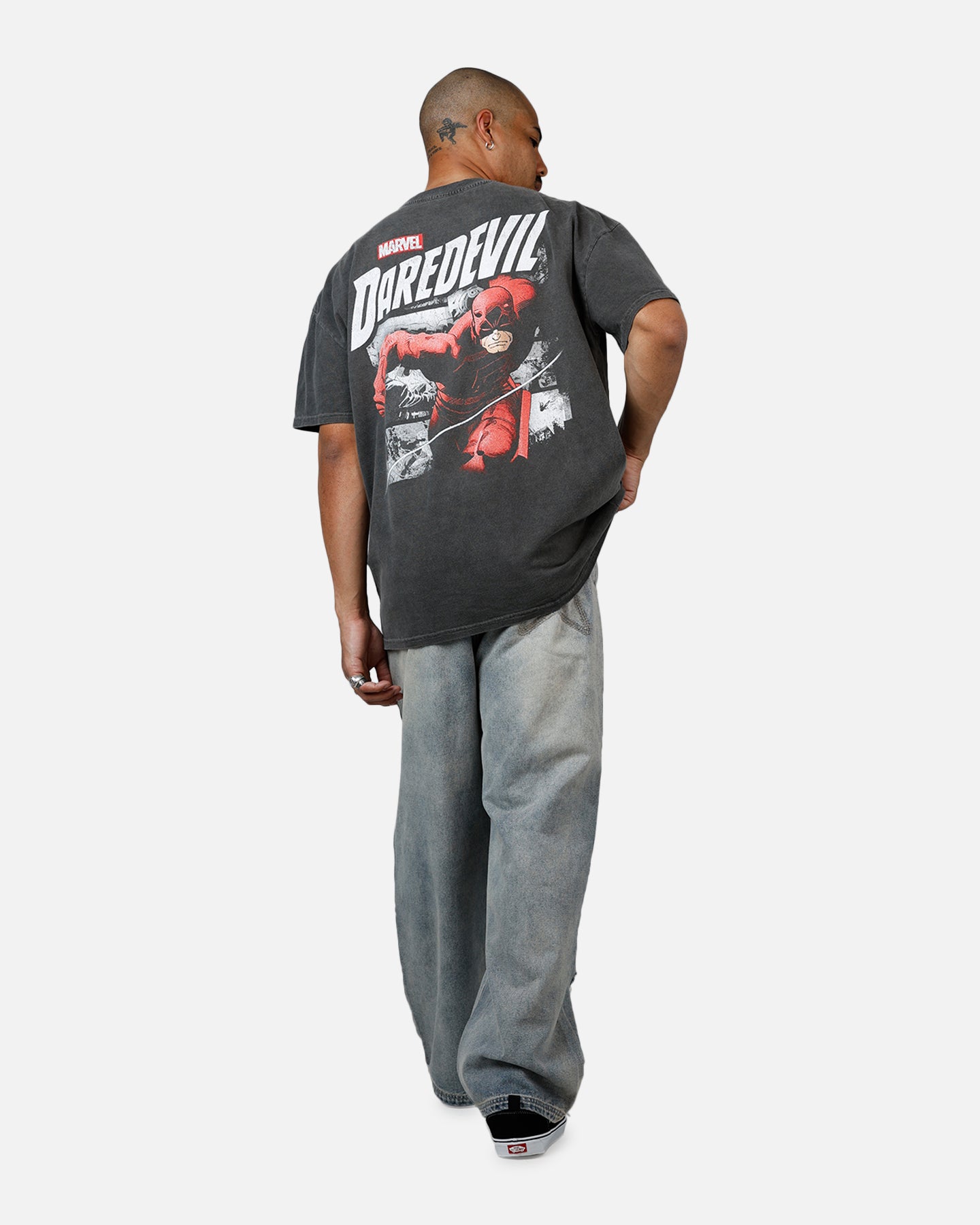 Marvel Daredevil Graphic T-Shirt for Men - Heavyweight Cotton, Black Wash - Perfect for Comic Con, Cosplay & Casual Wear
