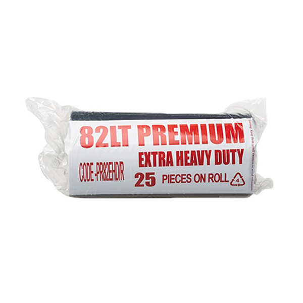 Premium Extra Heavy Duty 82Lt Black Trash Bags Roll - Large Capacity Garbage Bags for Kitchen, Office & Outdoor Use
