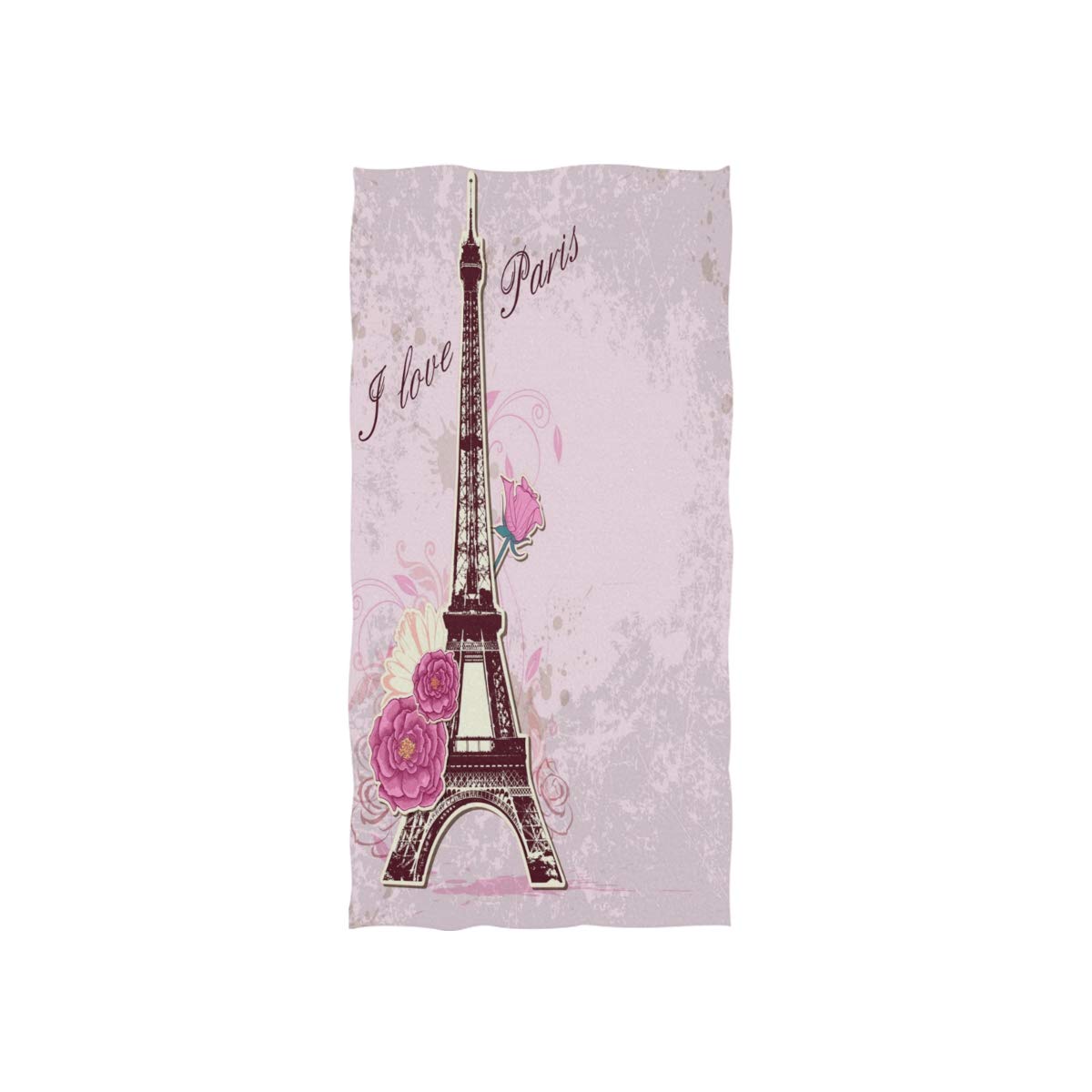ALAZA Paris Themed Eiffel Tower Rose Flower Soft Bath Towel - 30x15 Inch Spa, Gym & Hotel Luxury Towel - Perfect for Bathroom, Yoga, Travel & Home Decor