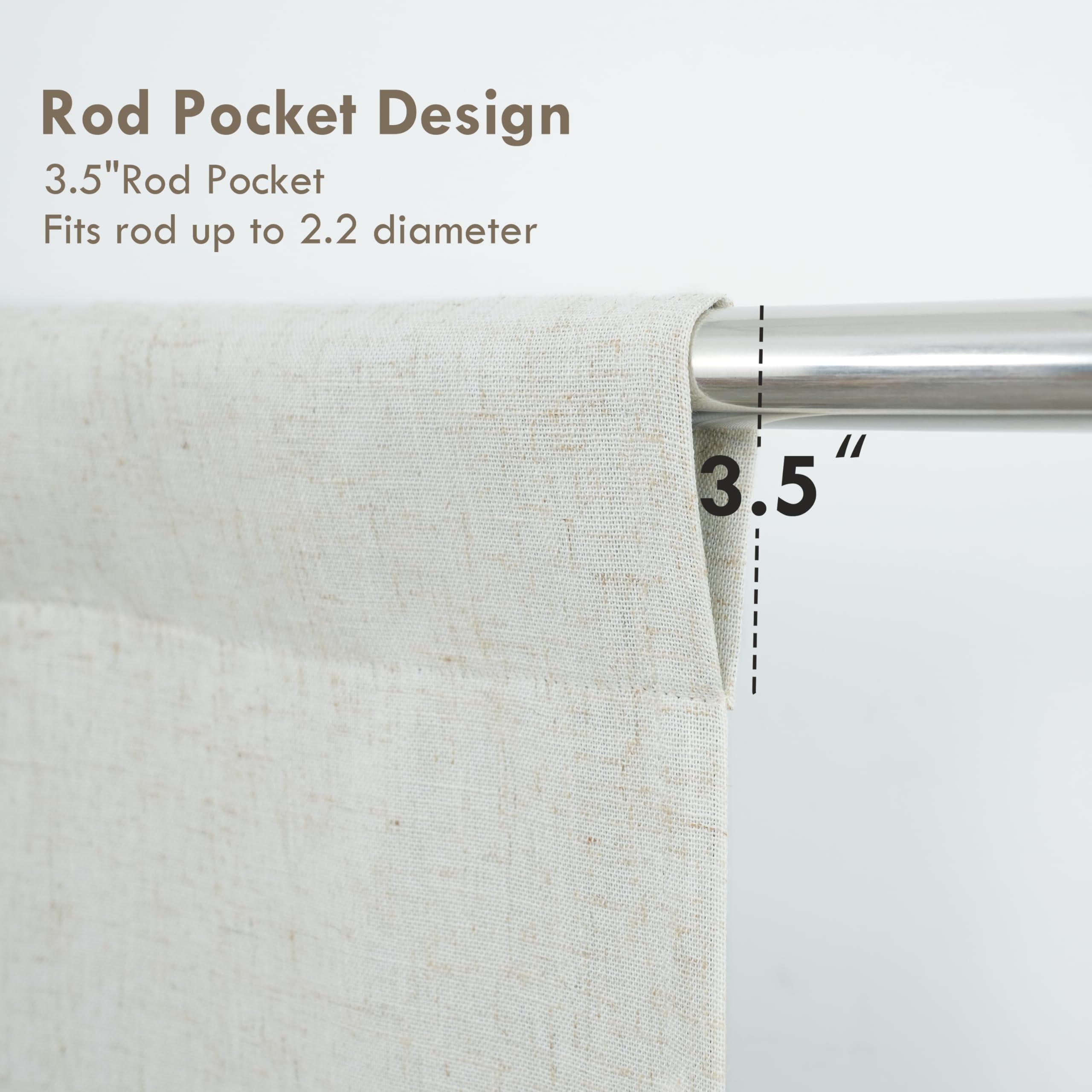 Thermal Insulated Blackout Curtains - Double Layer Linen Roman Shade with Adjustable Rod Pocket - 39