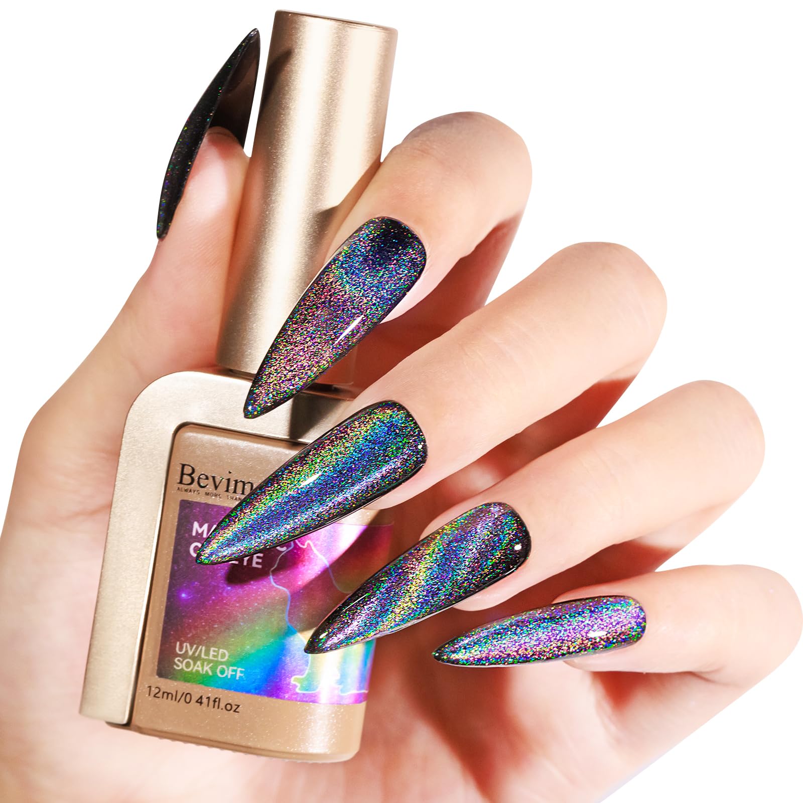 Rainbow Cat Eye Gel Polish - Holographic Magnetic Nail Polish for Home Manicure