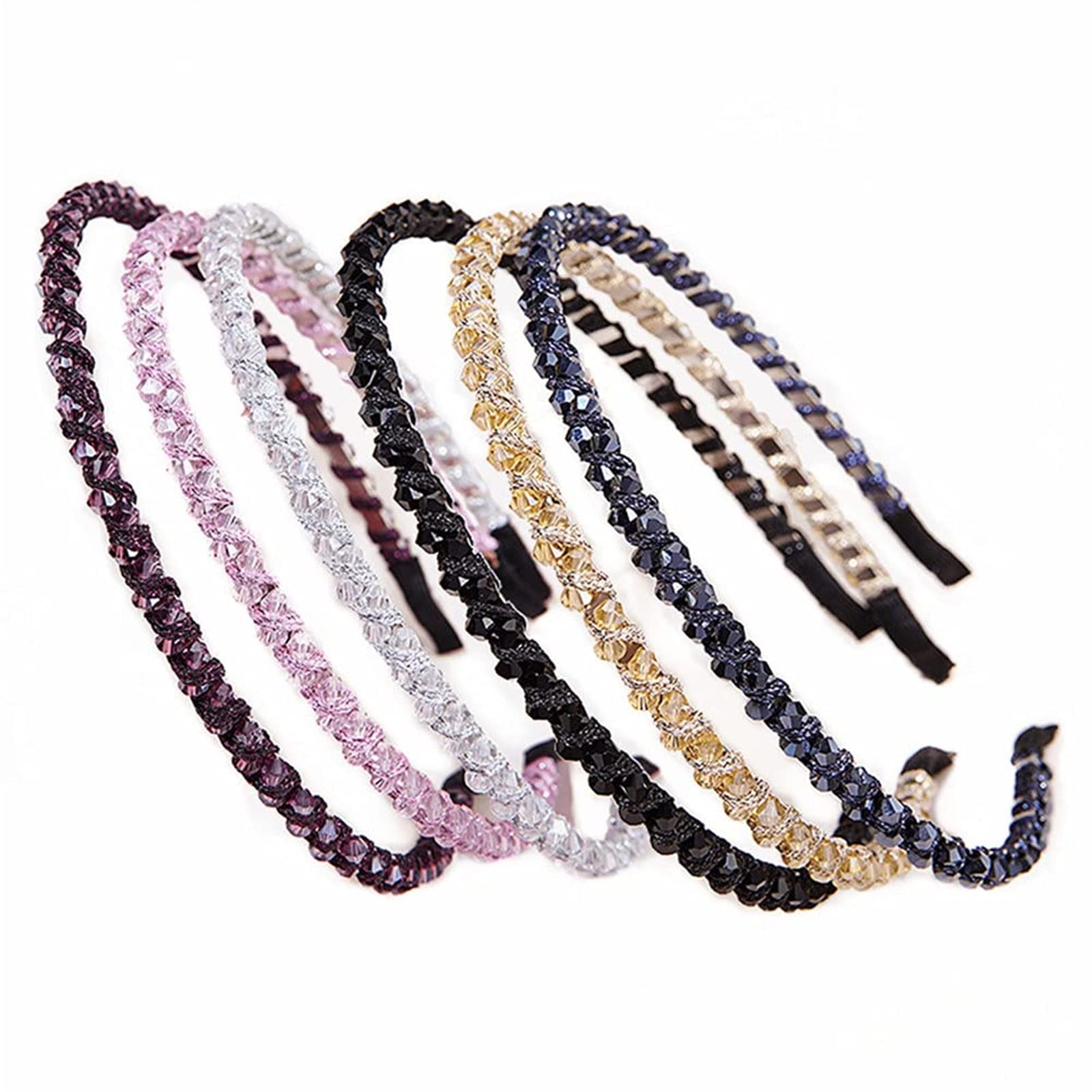 TOPOB 6 Pack Rhinestone Headbands for Women - Sparkling Crystal Beaded Glitter Hair Accessories for Women & Girls - Perfect for Parties, Weddings, Prom & Special Occasions (6PCS, Assorted Colors)