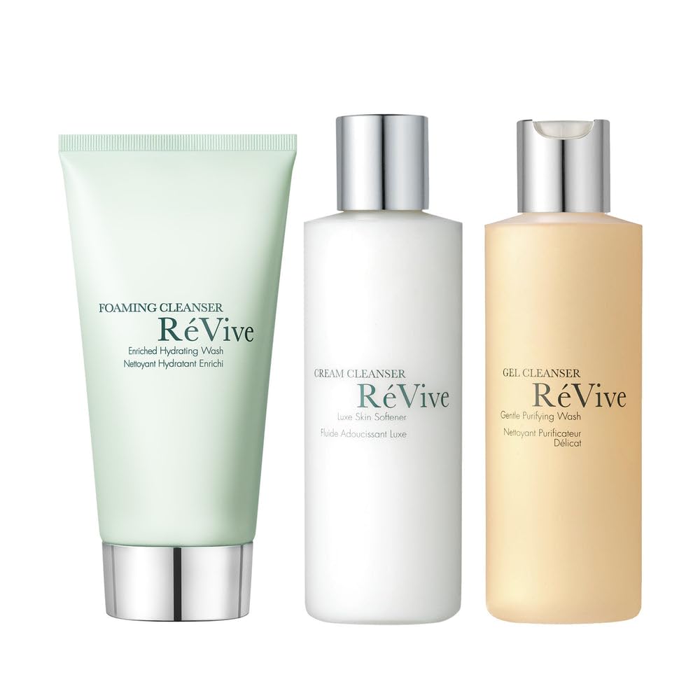 RéVive The Cleanser Trio Set - Foaming, Cream & Gel Facial Cleansers for All Skin Types | Gentle Daily Face Wash for Dry, Oily & Sensitive Skin | Perfect for Morning & Night Skincare Routine