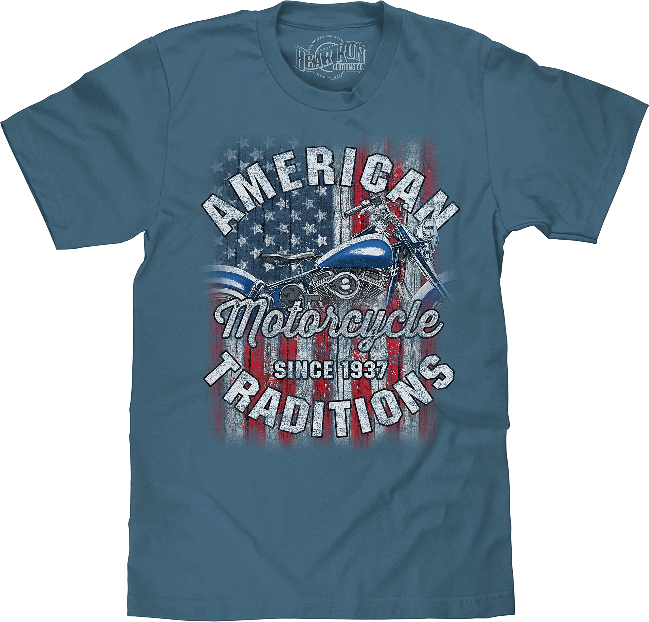 Men's USA Flag Biker Shirt - Vintage Motorcycle Tee for Riding & Casual Wear