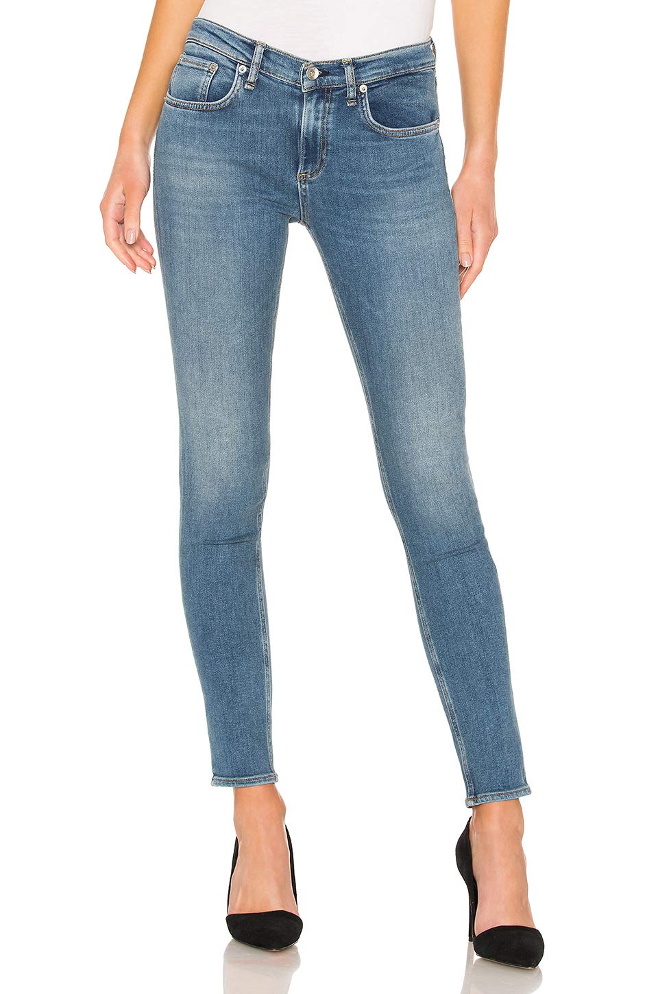 rag & bone Mid Rise Skinny Jeans for Women - Slim Fit Stretch Denim Pants in Sterling Wash | Perfect for Casual Wear, Office Outfits & Night Out Looks