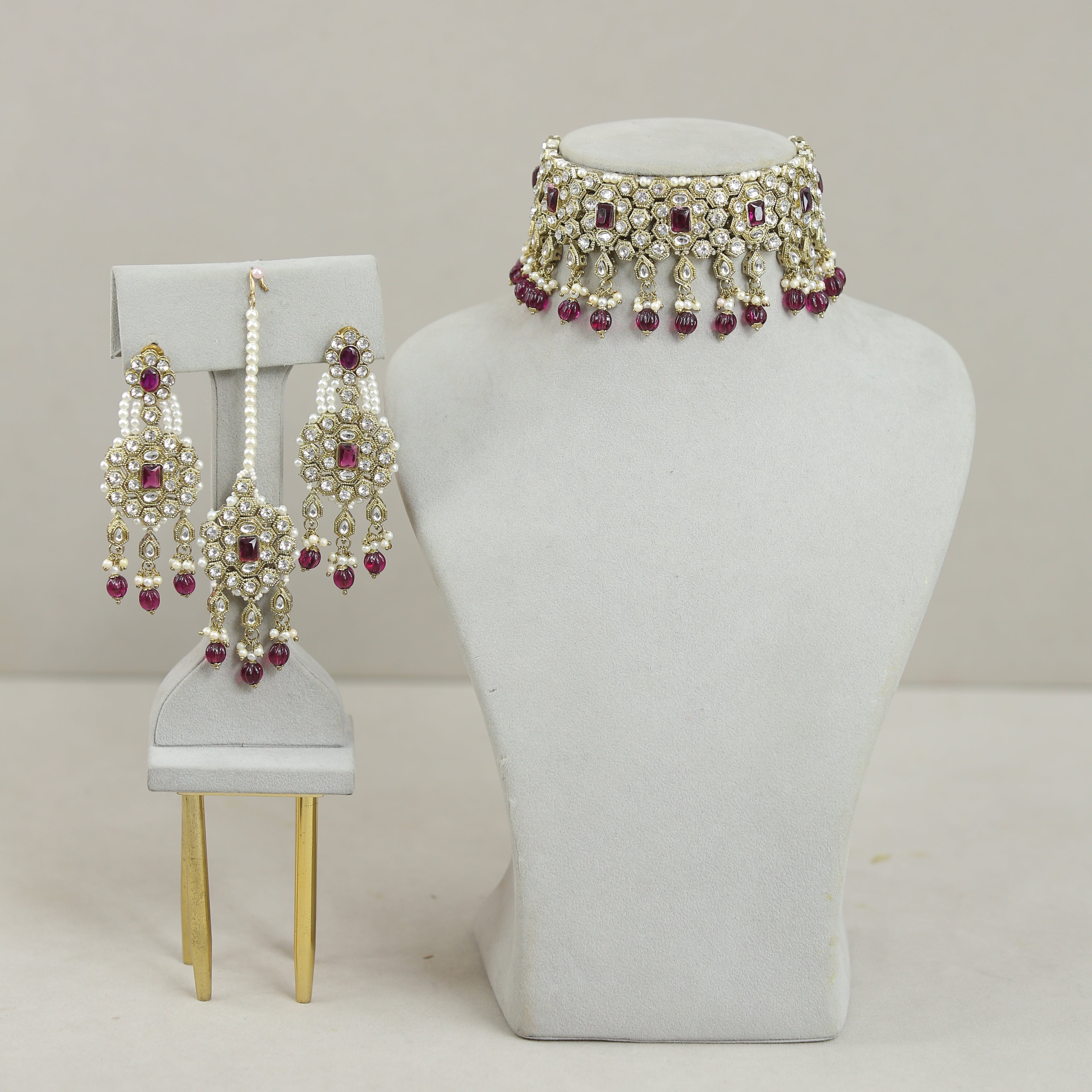 Amanpreet Stone Jewelry Set - Elegant Necklace, Earrings & Bracelet for Women | Perfect for Weddings, Parties & Special Occasions