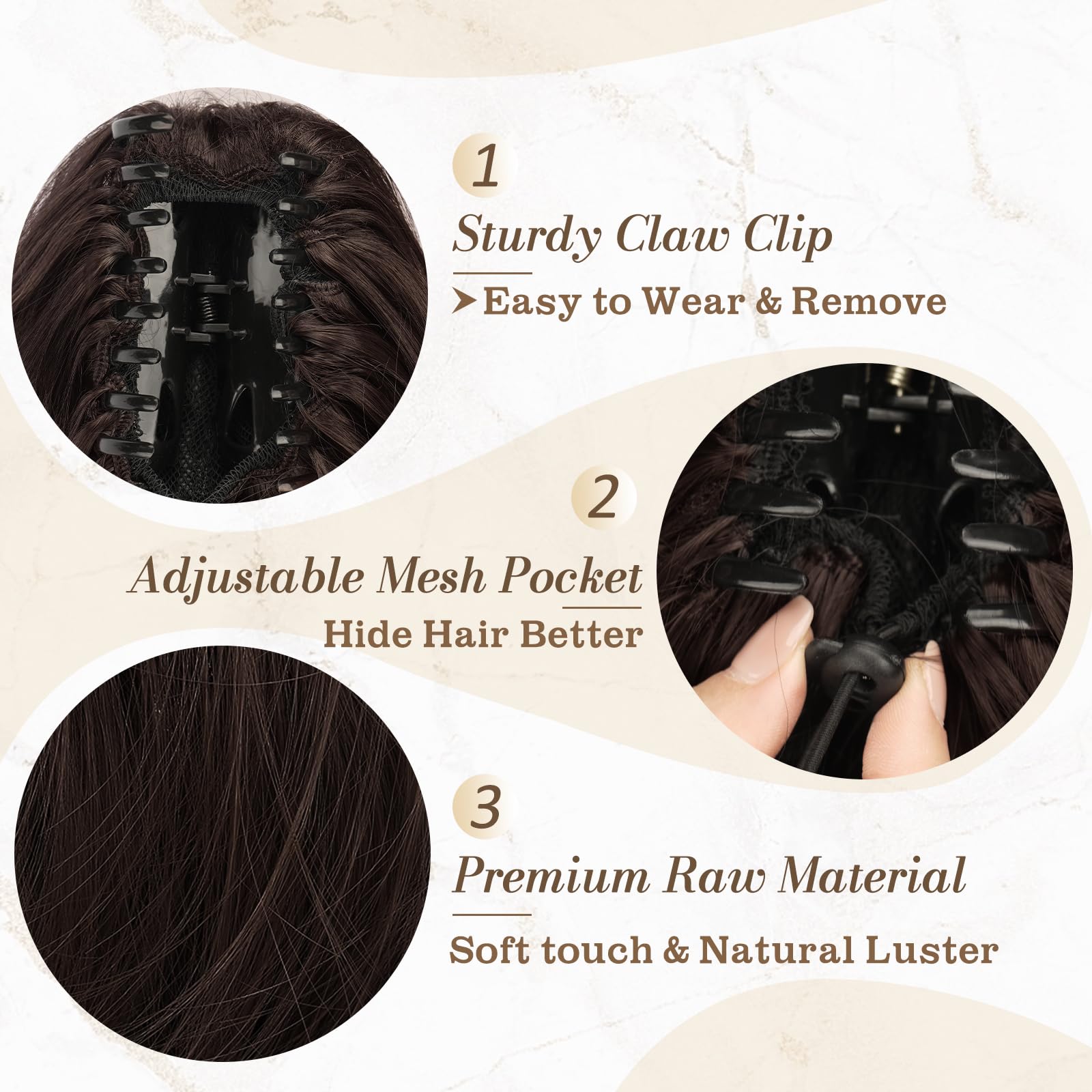 8 Inch Claw Clip Hair Bun Extension for Straight Hair - Perfect for Updos, Ponytails & Everyday Hairstyles
