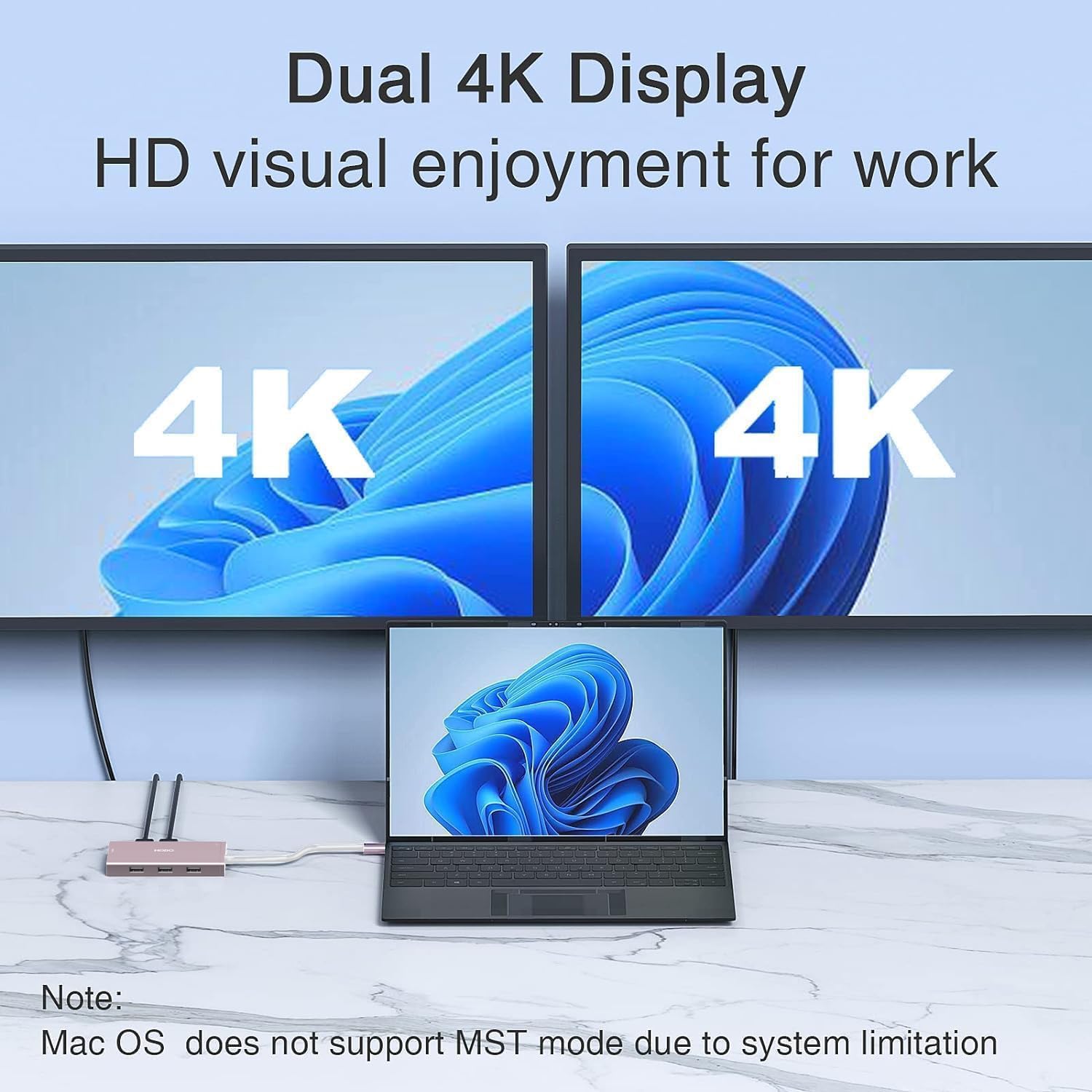 8-in-1 USB C Docking Station for Dell/HP Laptops - Dual/Quad Monitor Adapter with 4K HDMI, DisplayPort, VGA, 3x USB 2.0 Ports & 100W PD - Perfect for Home Office, Gaming & Multi-Screen Productivity