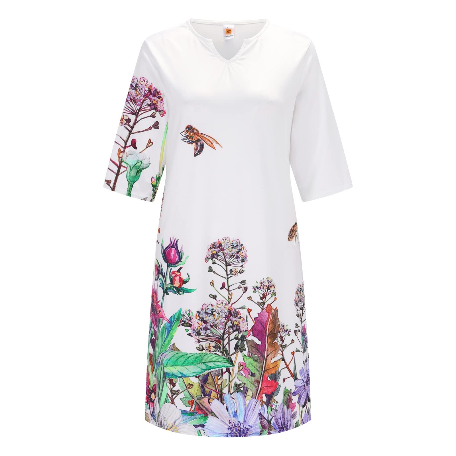 Women's Casual Floral Printed Short Dress - V Neck Half Sleeve Knee Length Sundress | Perfect for Summer Outings, Beach Vacations & Date Nights