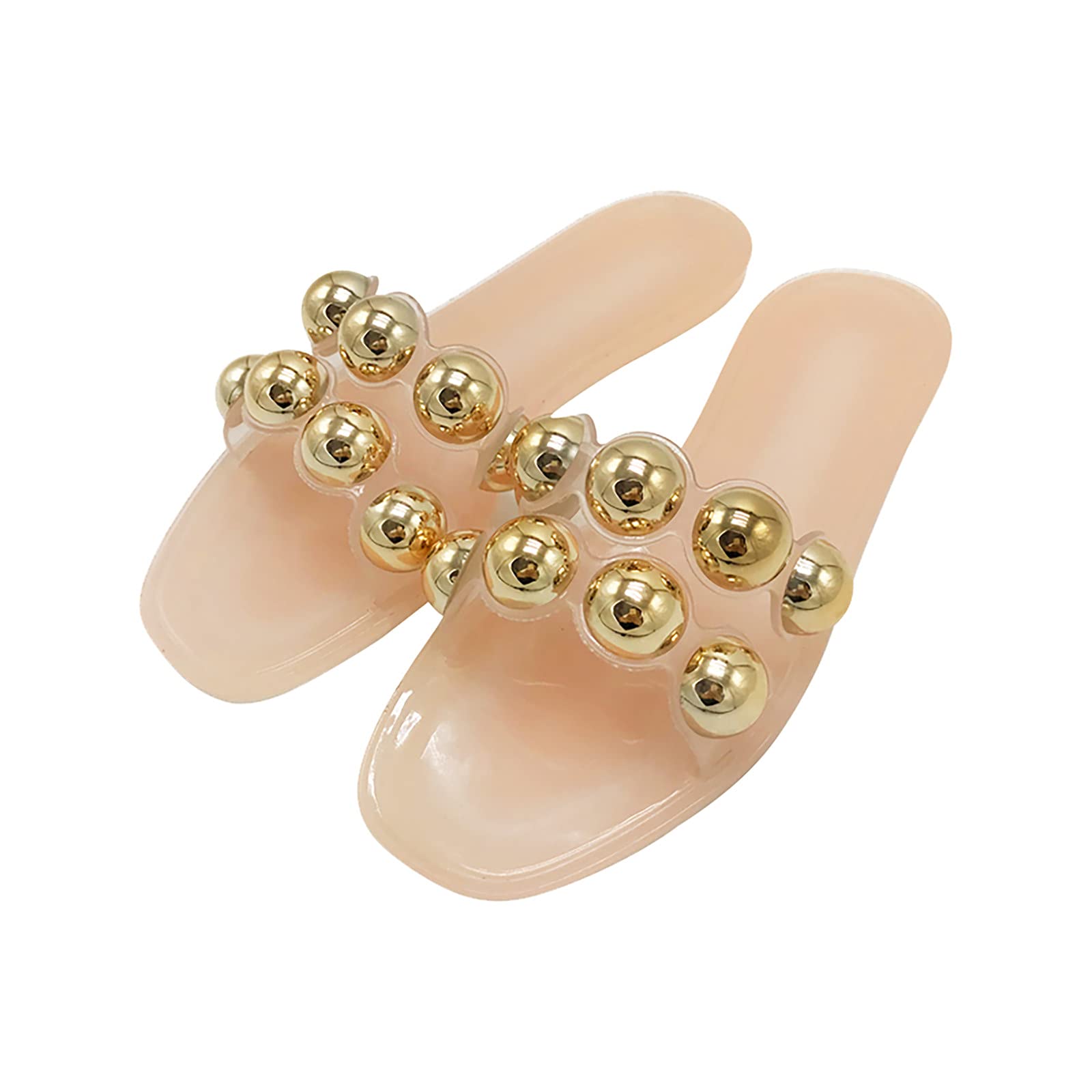 Women's Clear Jelly Sandals - Open Toe Slip On Flat Sandals for Women - Dressy Gold Beach Slippers | Perfect for Summer, Beach, Pool, and Casual Outings