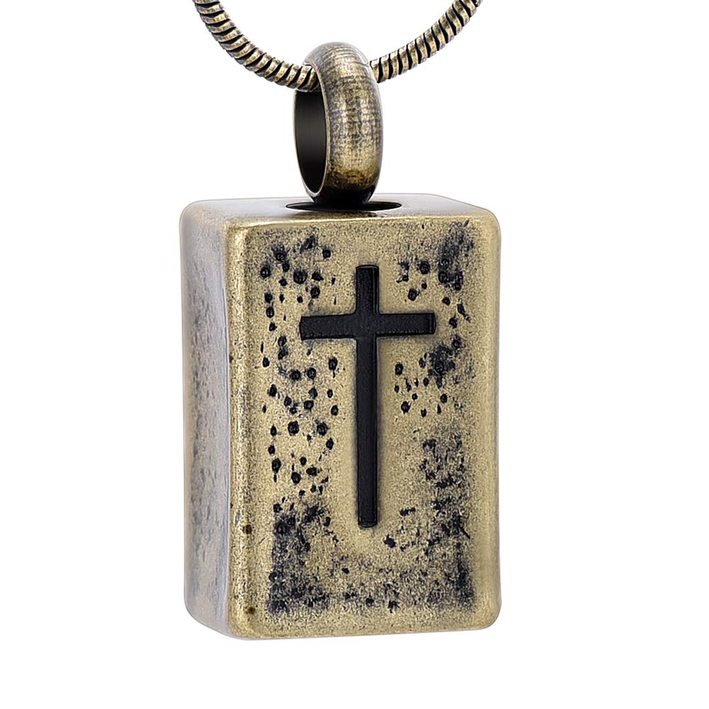 Retro Punk Cremation Jewelry - Stainless Steel Memorial Necklace for Ashes - Cross Urn Pendant Keepsake - Perfect for Honoring Loved Ones at Memorials & Special Occasions