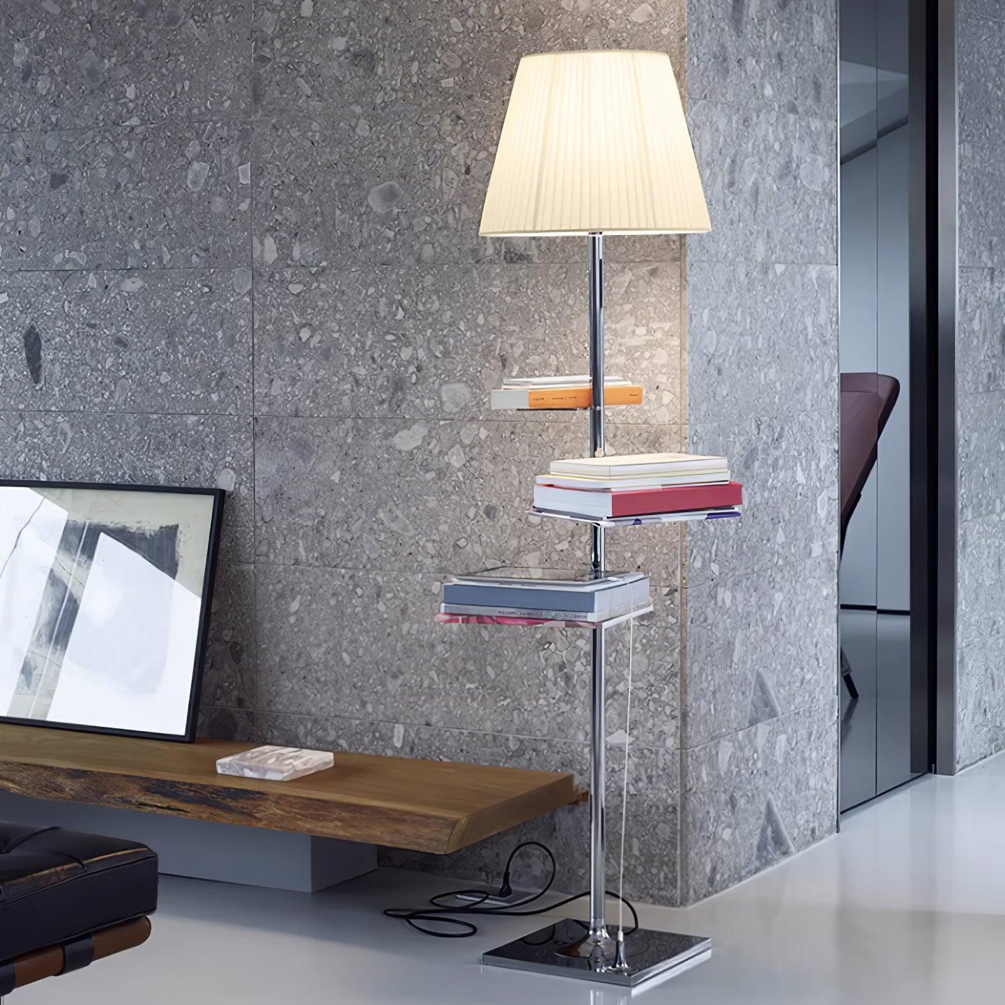 Chrome Prism Side Table Floor Lamp - Modern Accent Lighting for Living Room, Bedroom & Office Decor