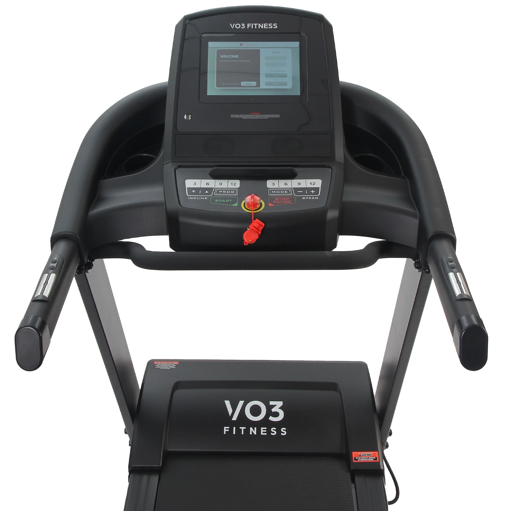 VO3 Fitness T70e Folding Treadmill with Free Spin Bike - Compact Home Gym Equipment for Cardio Workouts & Small Space Fitness