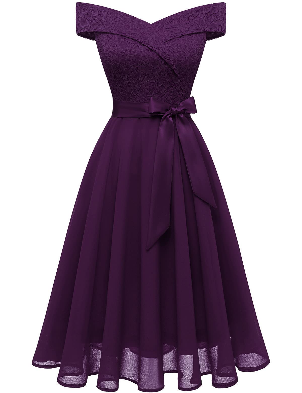 Elegant Bbonlinedress Women's Lace Bridesmaid Dress - A-Line Off Shoulder Floral Lace Chiffon Wedding Gown for Bridal Party & Formal Events | Perfect for Weddings, Proms, and Special Occasions
