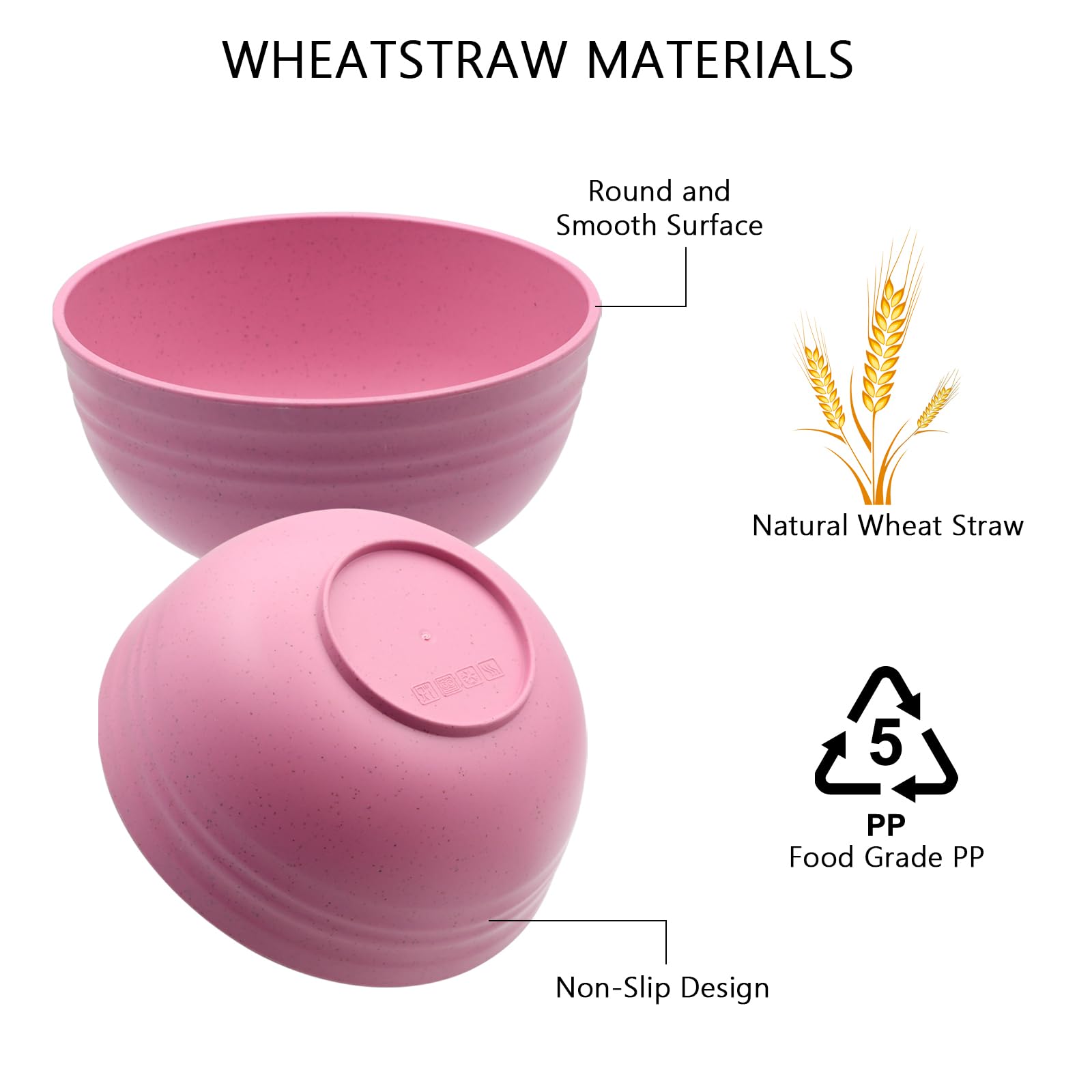 Eco-Friendly Wheat Straw Bowls Set of 4 - Unbreakable 24oz Microwave Safe Cereal Bowls with Lids for Rice, Soup, Oatmeal & Ramen - Reusable Kitchenware for Home, Office & Outdoor Dining