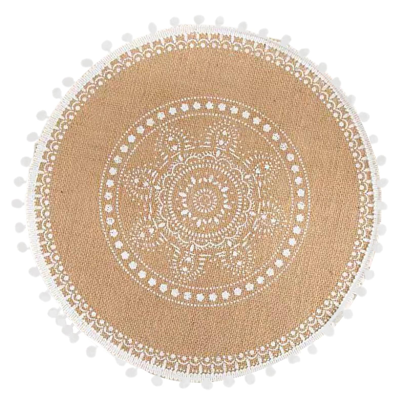 IKAXIYO Bohemian Style Foldable Heat Resistant Bowl Coasters - Washable Flax Cup Mats for Home, Kitchen & Dining - Perfect for Hot Dishes, Coffee Cups & Table Protection