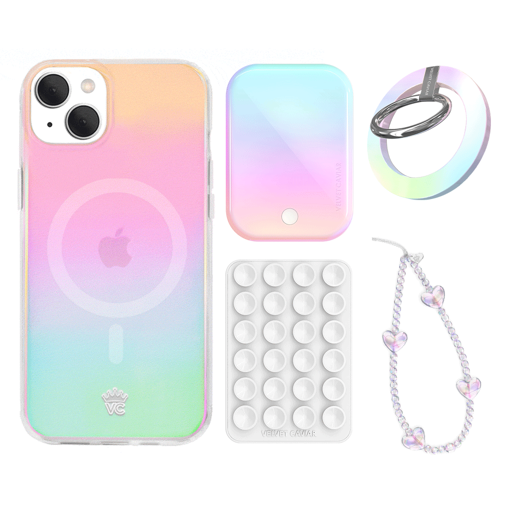 White Opal iPhone Case with Grip - Stylish Protective Cover for iPhone 13/14/15 Pro Max - Perfect for Everyday Use, Work & Travel