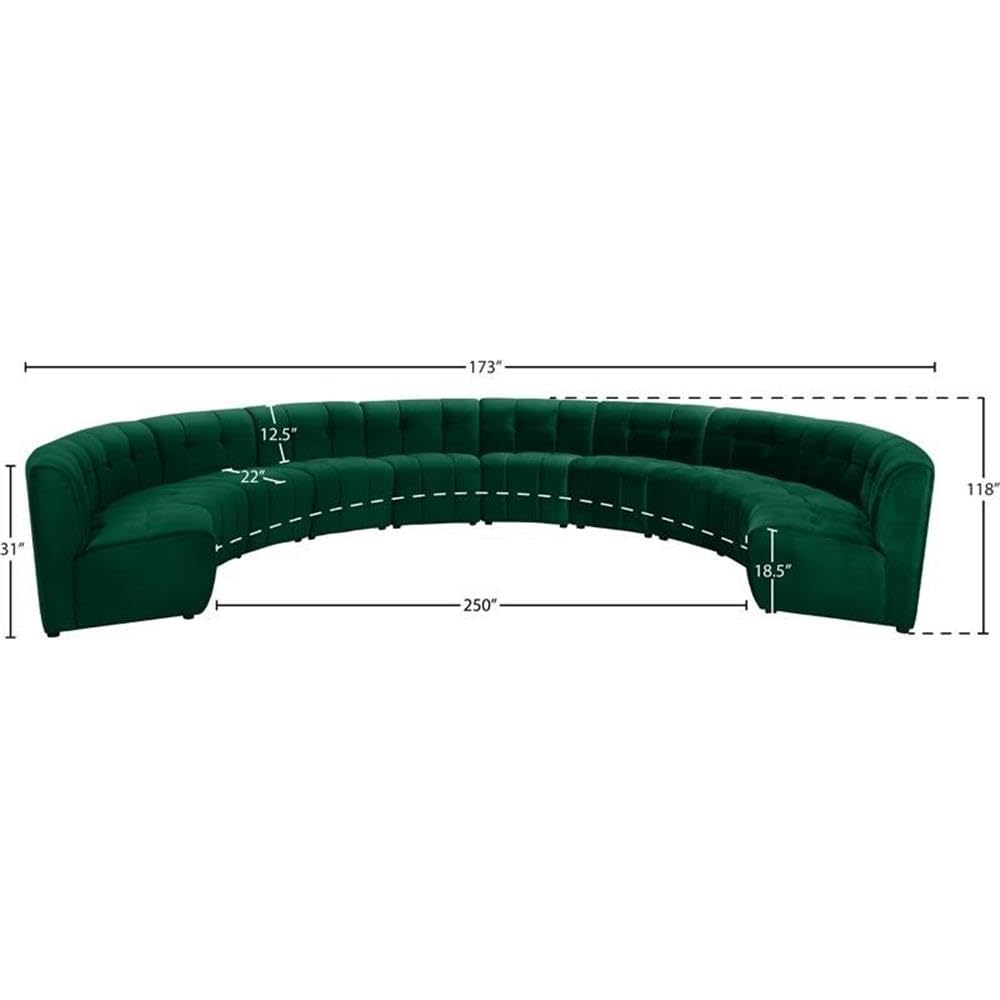 MAKLAINE 10-Piece Modular Contemporary Velvet Sectional Sofa in Green - Modern L-Shaped Living Room Furniture Set for Small Spaces & Apartments