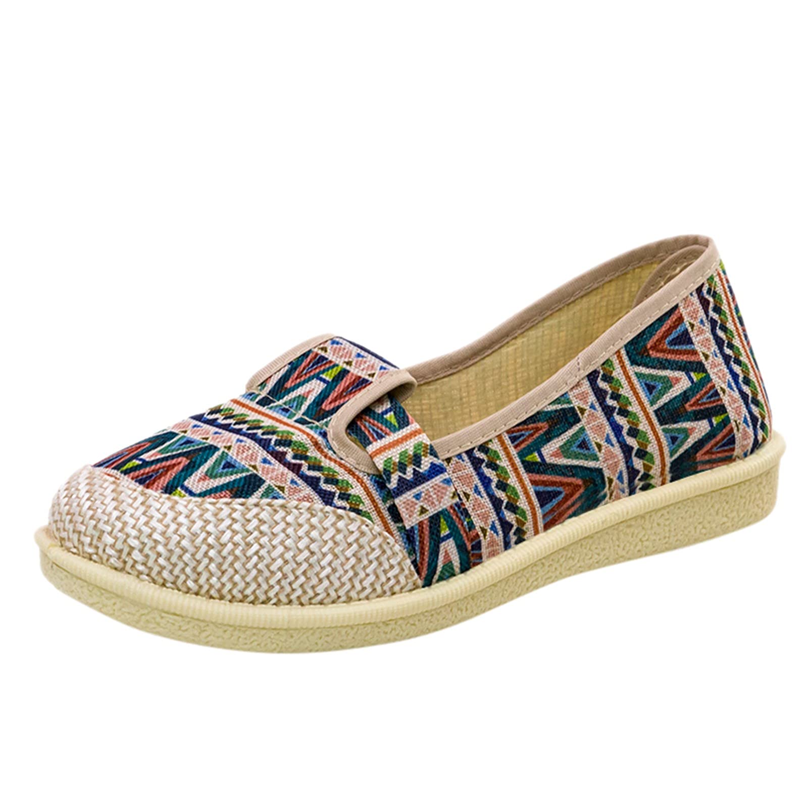 Women's Casual Canvas Slip-On Shoes - Breathable Round Toe Flats for Everyday Wear | Comfortable Slip-On Sneakers for Walking, Work & Casual Outfits