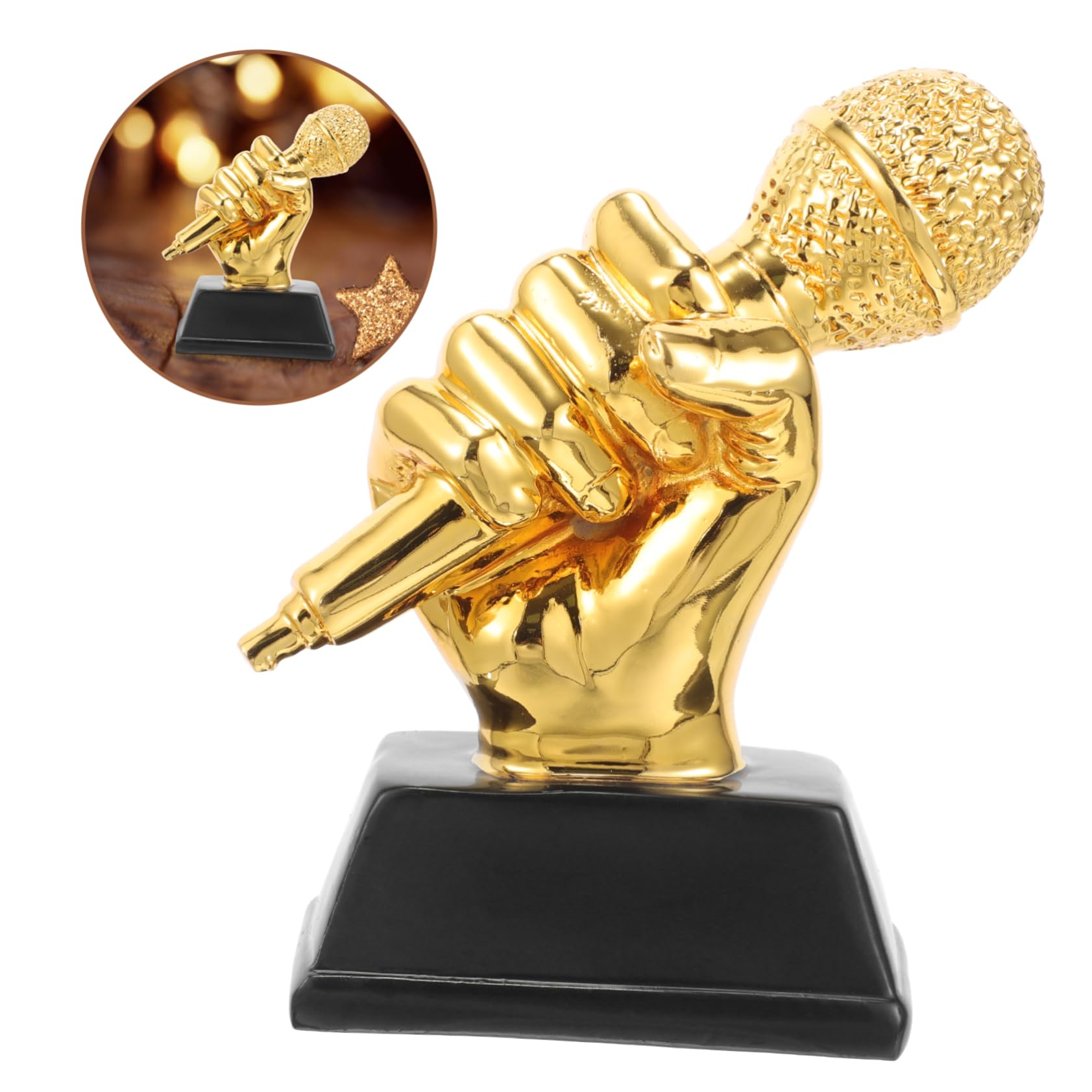 NAMOARLY Vintage Style Handcrafted Resin Trophy Microphone - 12x6x13cm - Perfect for School Competitions, Awards, and Stage Performances